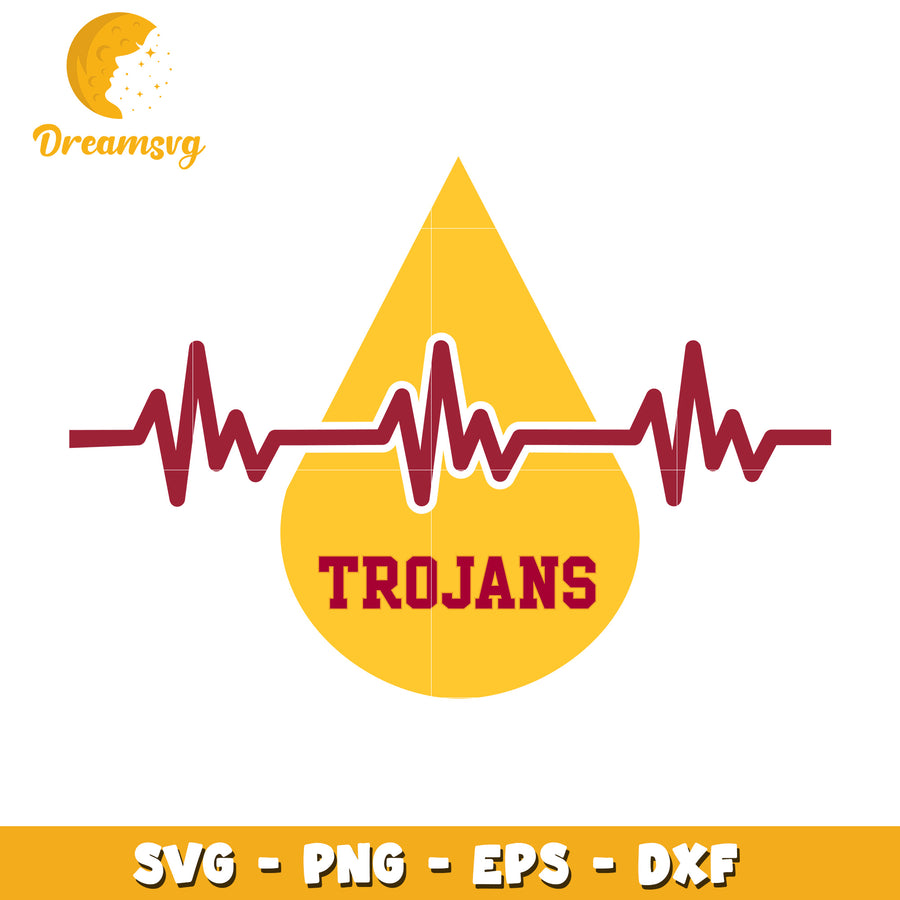 Trojans Heartbeat SVG PNG EPS DXF