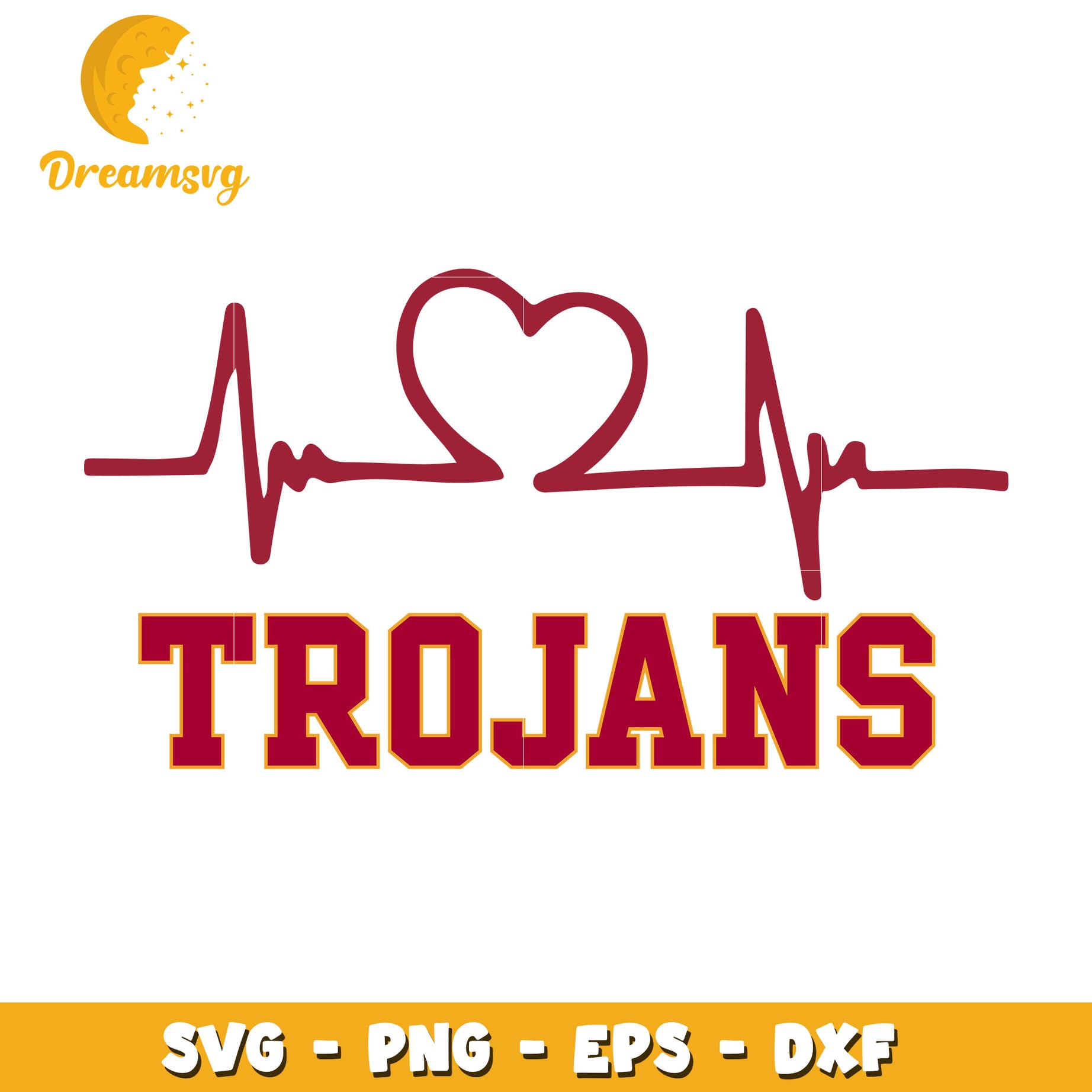 Trojans Heartbeat SVG PNG EPS DXF Cut File