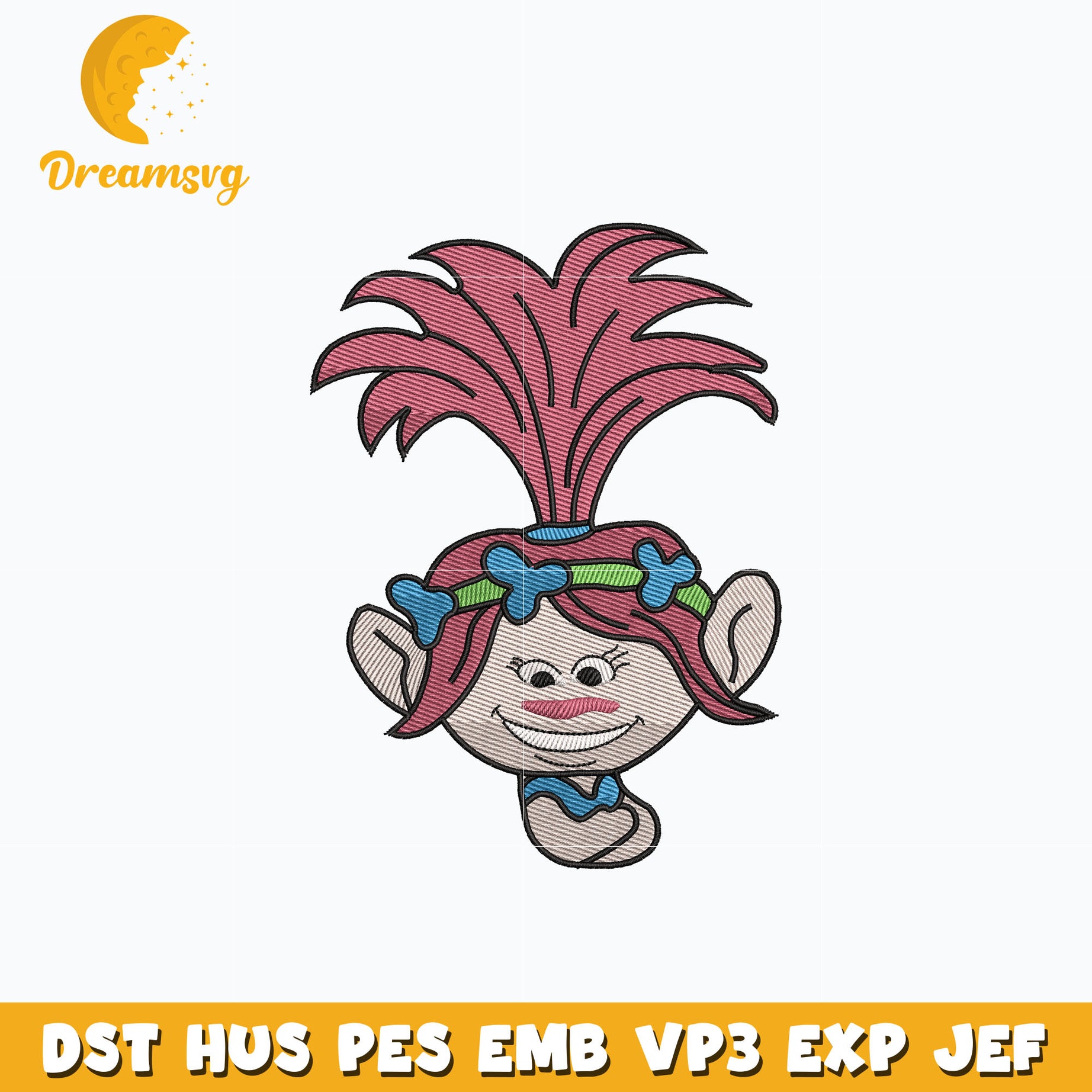 Trolls Poppy embroidery design