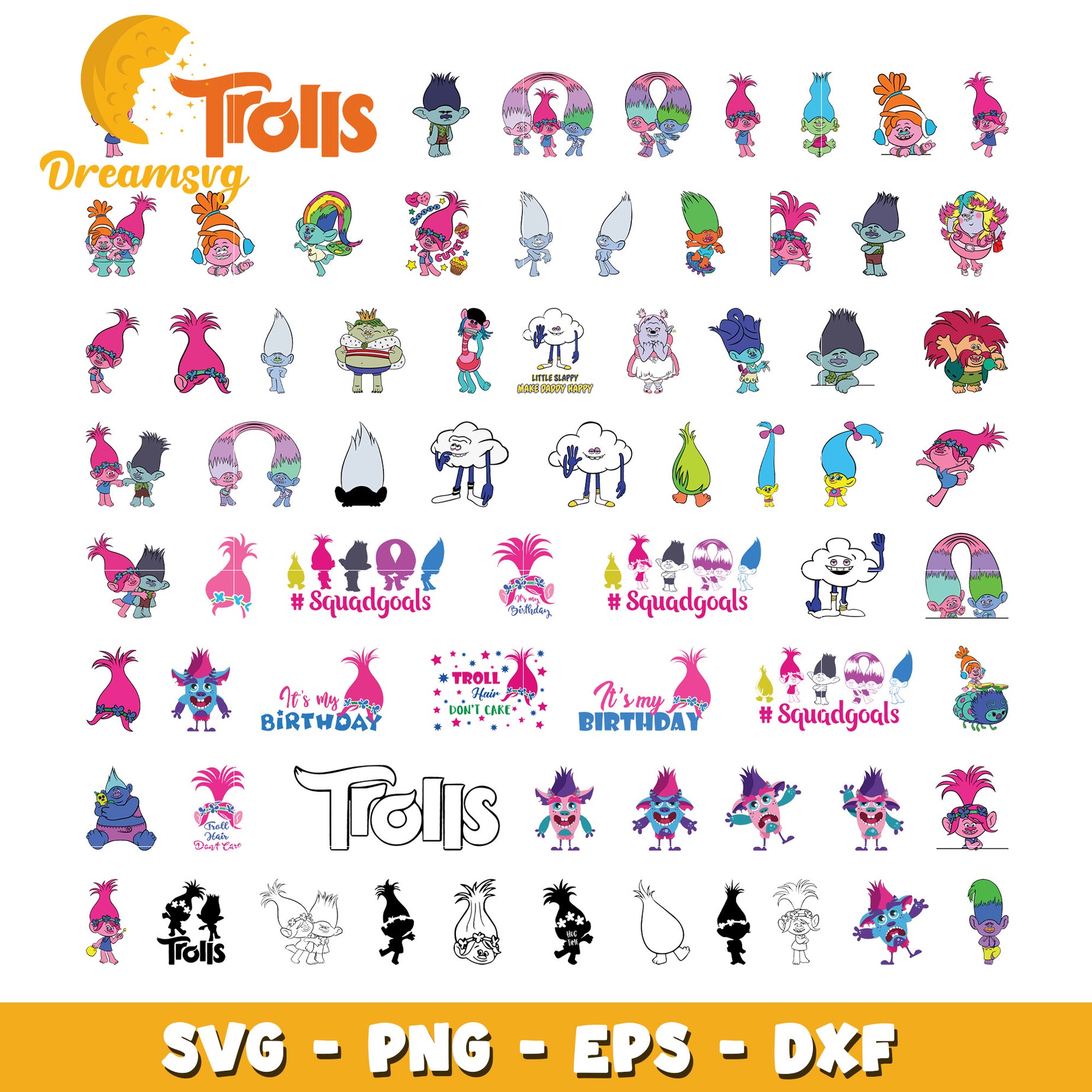 Troll characters bundle svg, trolls band together cast​ svg