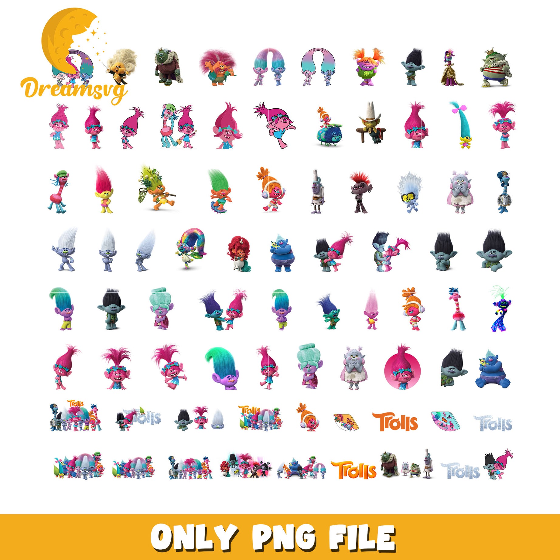 Troll cartoon characters bundle png, trolls the cartoon​ png