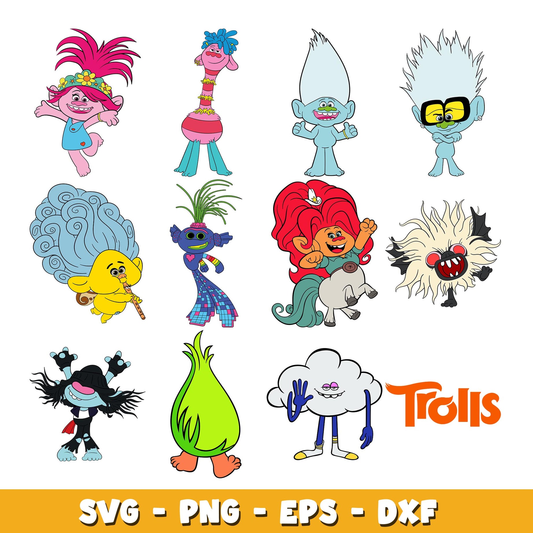 Trolls Layered svg, Trolls 5-Minute Stories bundle svg, cartoon svg