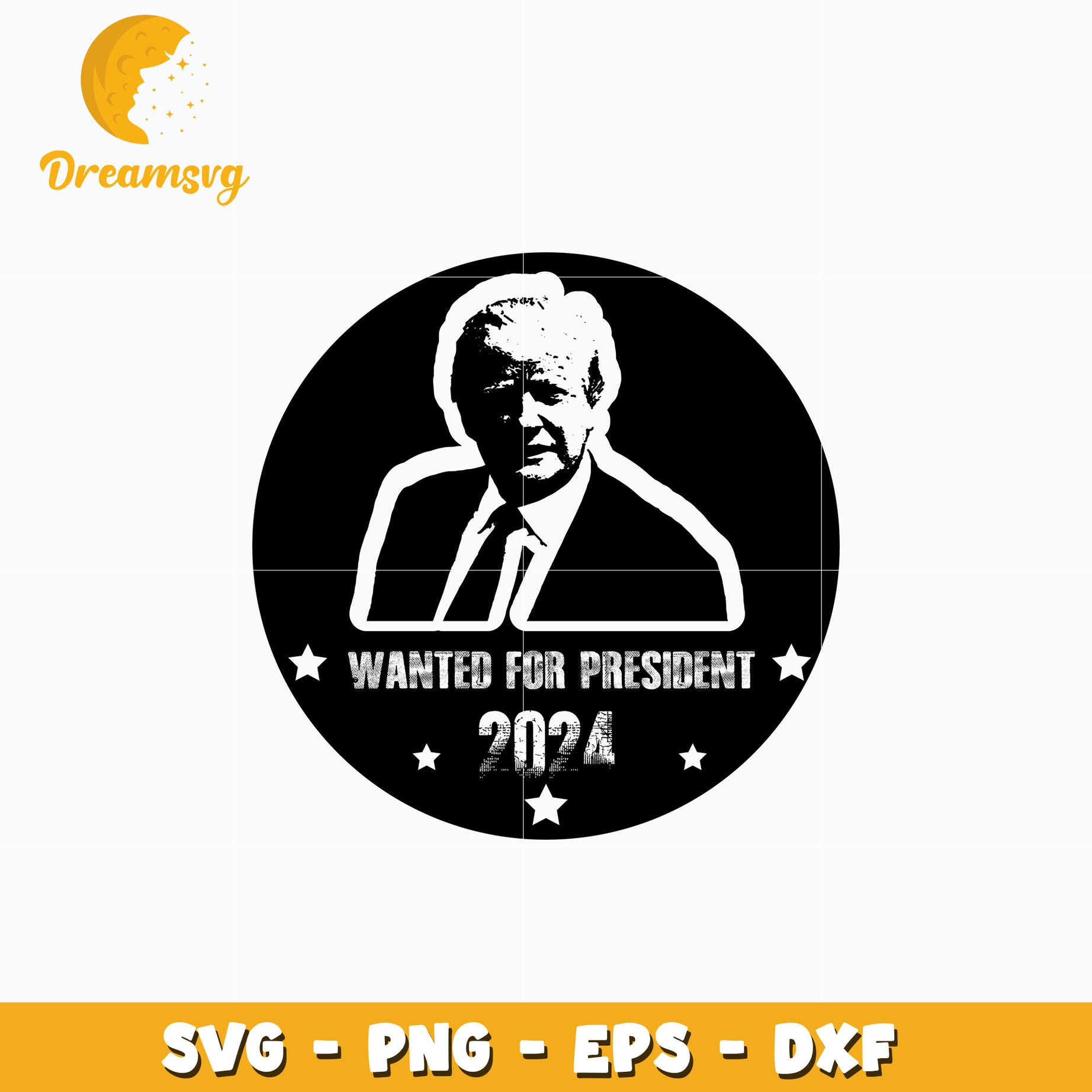 Trump wanted for president 2024 black white svg