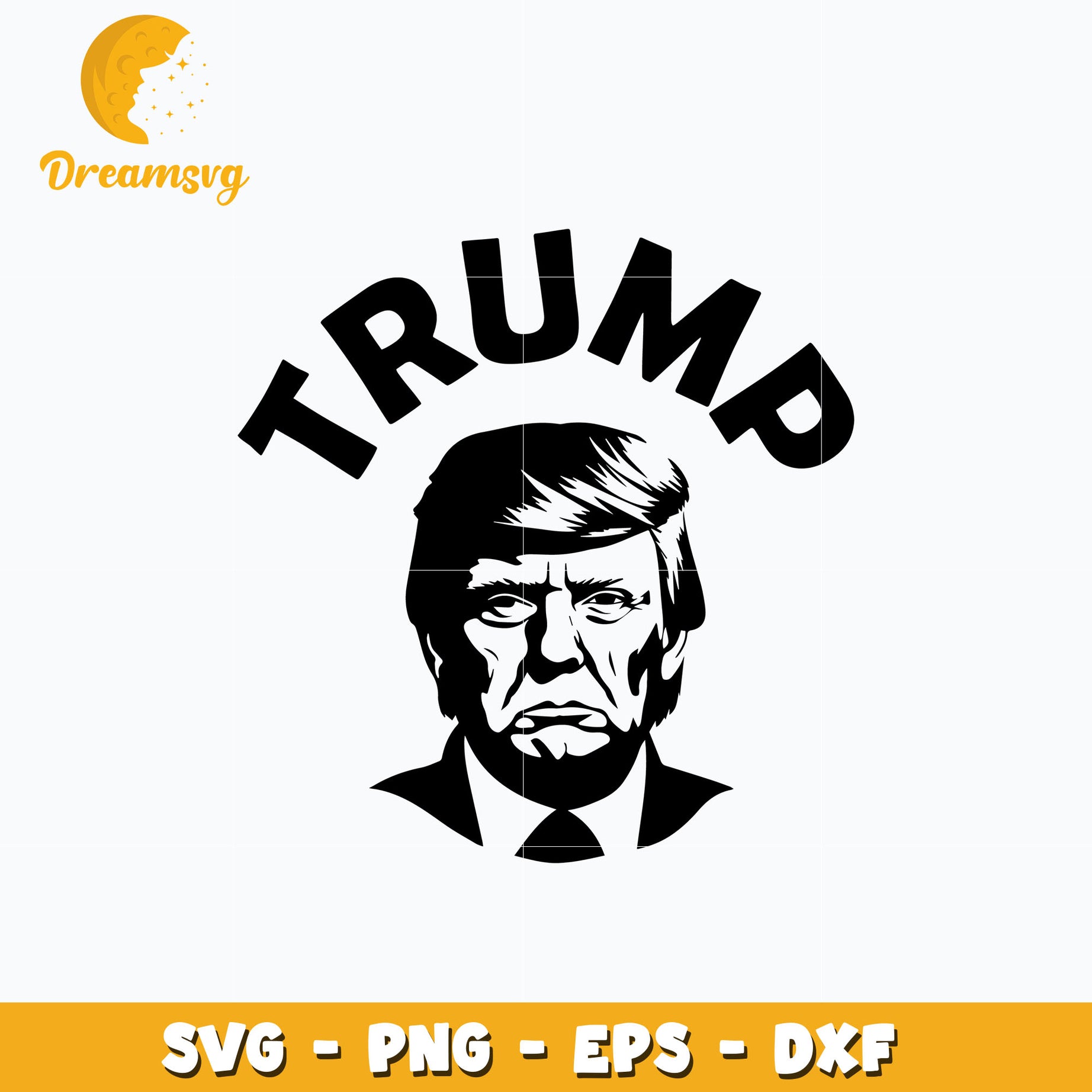 Trump portrait black white svg, digital download