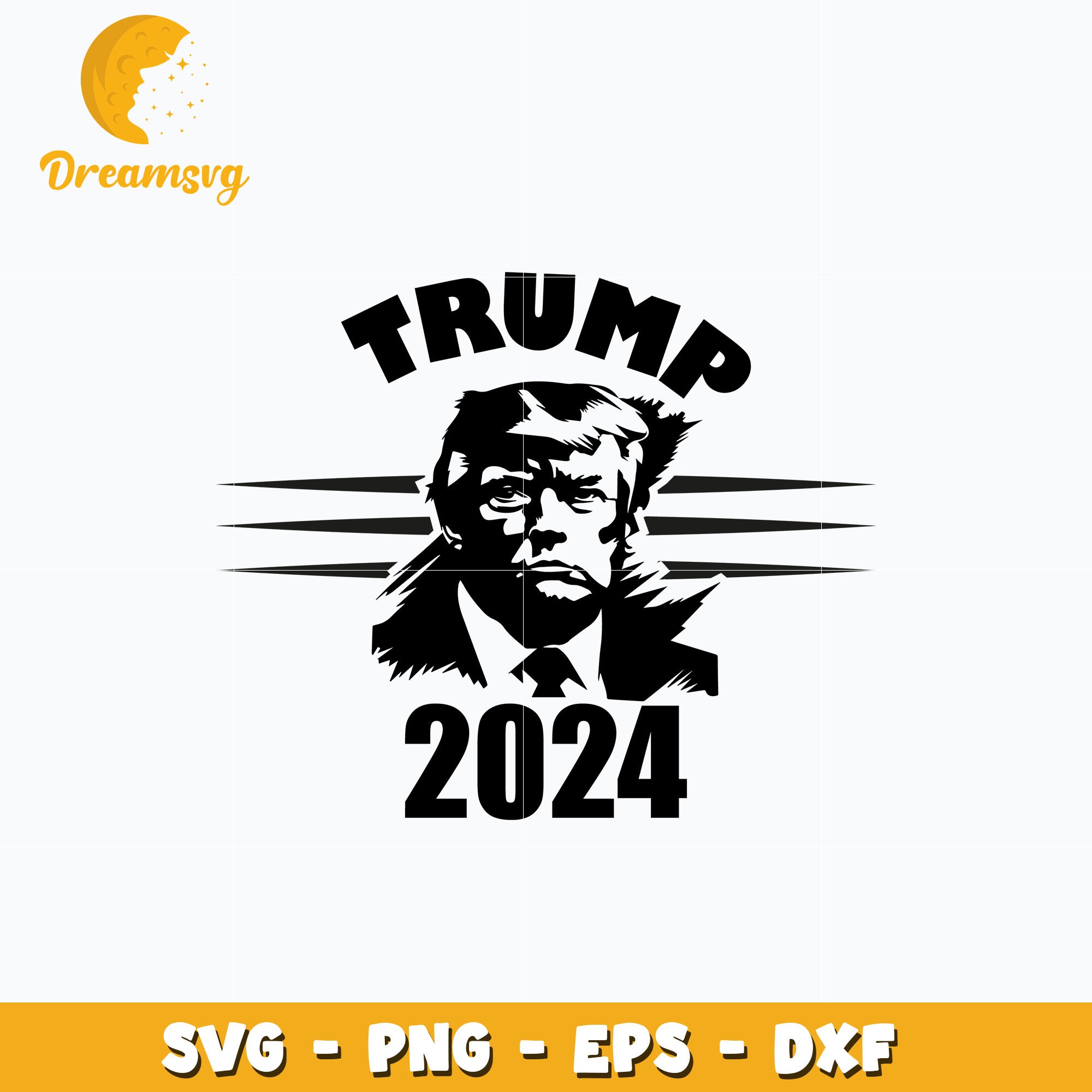 President trump 2024 black white design svg