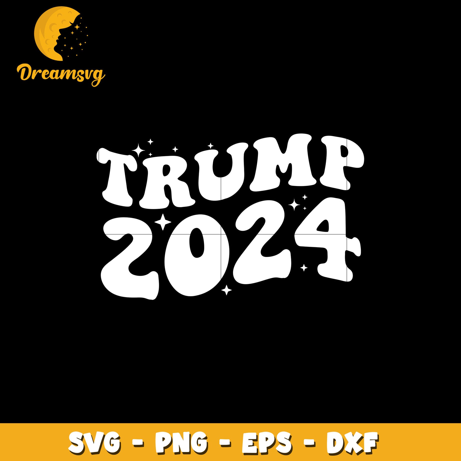 Trump 2024 black white svg, Instant download