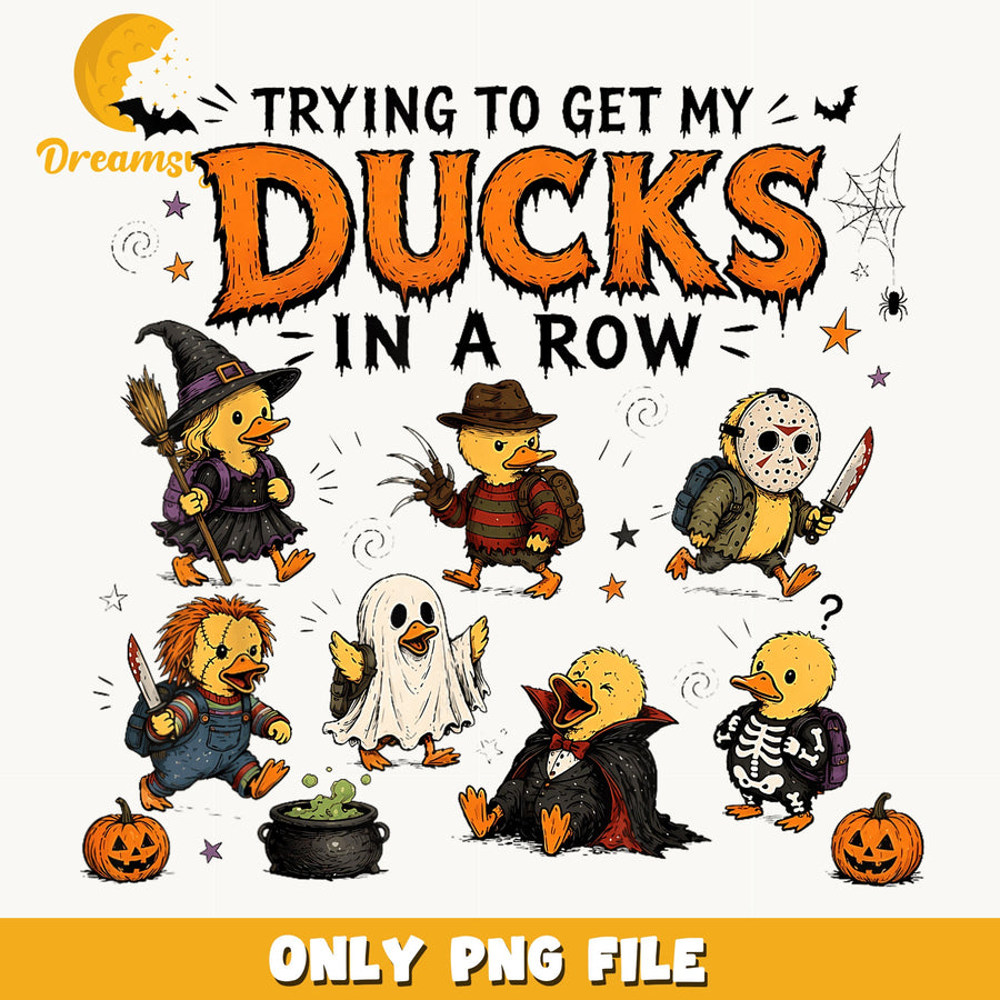 Trying To Get My Ducks In A Row Halloween PNG, Horror Duck, PNG