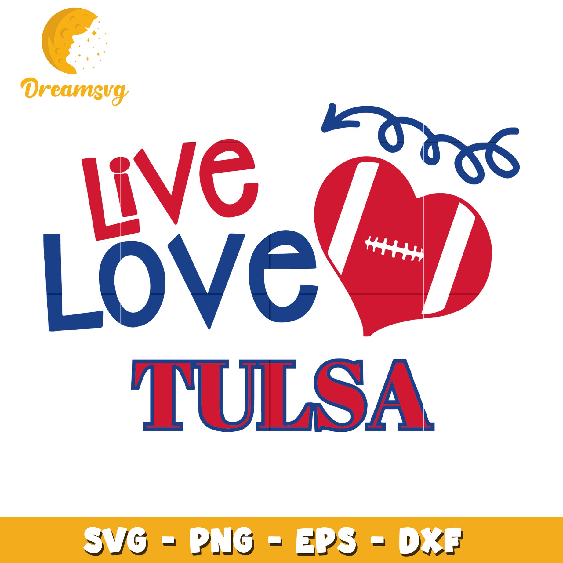 Tulsa Football Heart SVG PNG EPS DXF