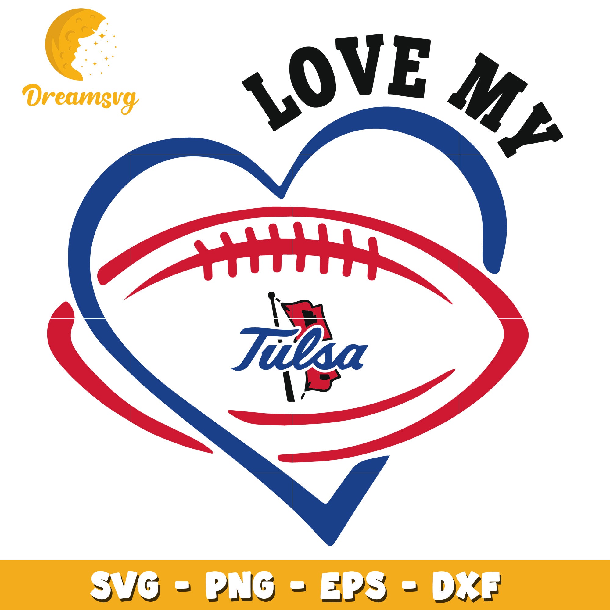 Tulsa Football Love SVG PNG EPS DXF