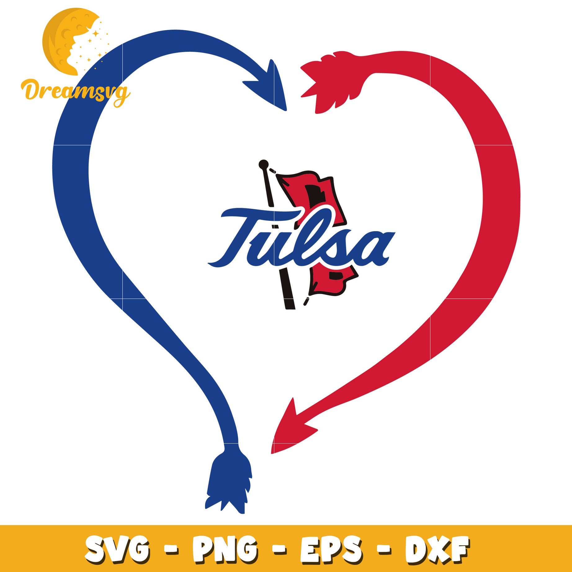 Tulsa Heart SVG PNG EPS DXF Files