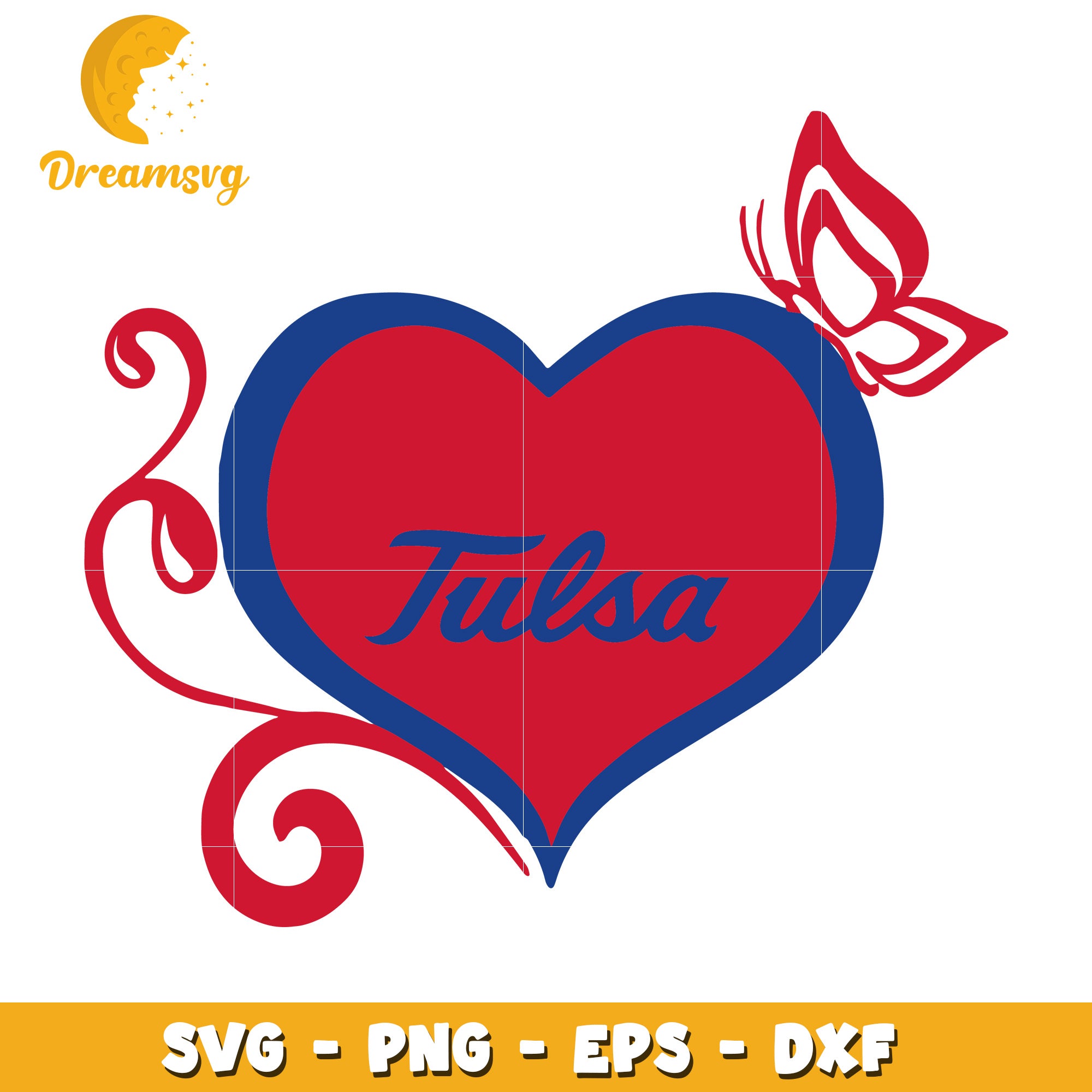 Tulsa Heart with Butterfly SVG Design for Creative Projects