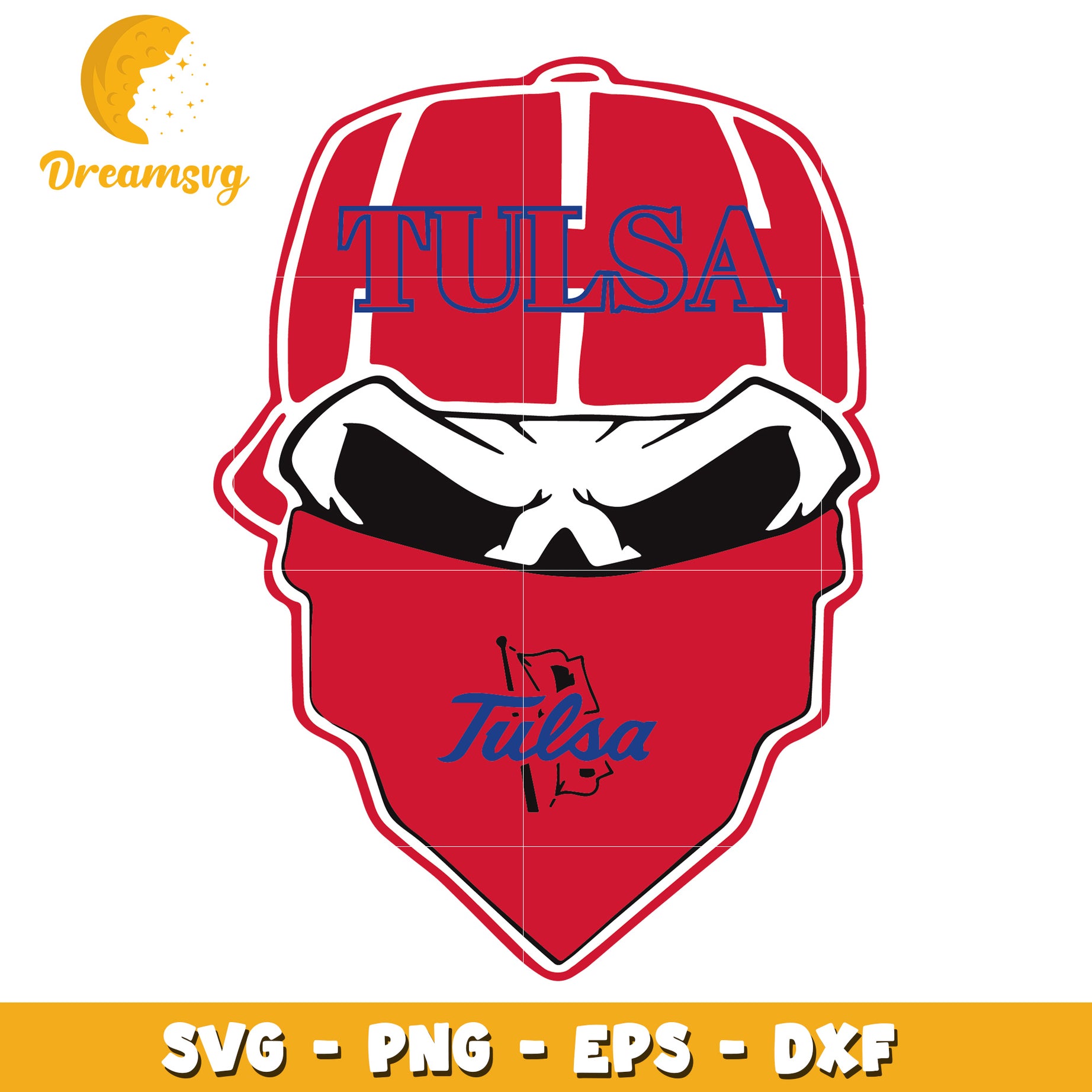 Tulsa Skull Hat SVG PNG EPS DXF Cut File