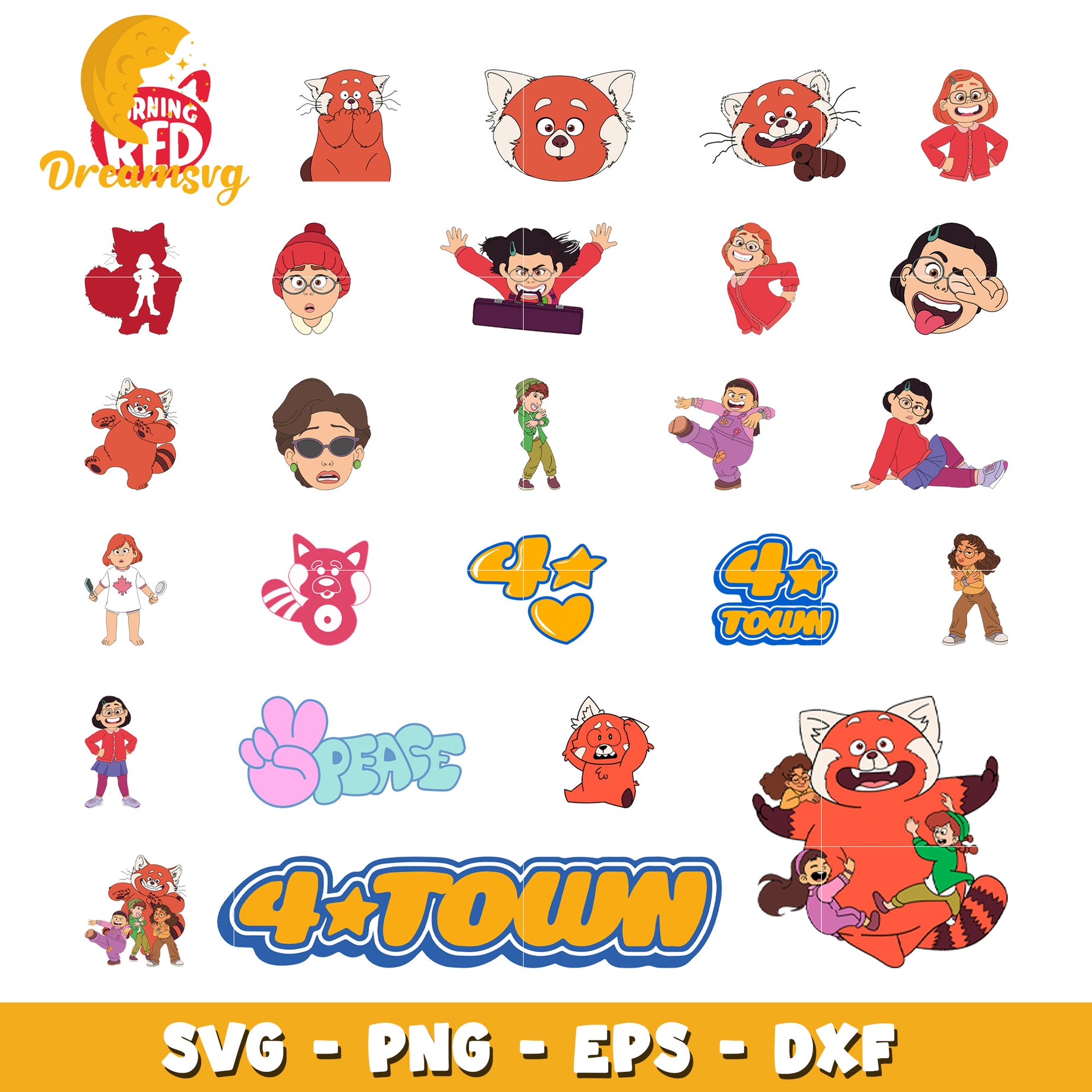 Turning red characters bundle svg, cast of turning red svg