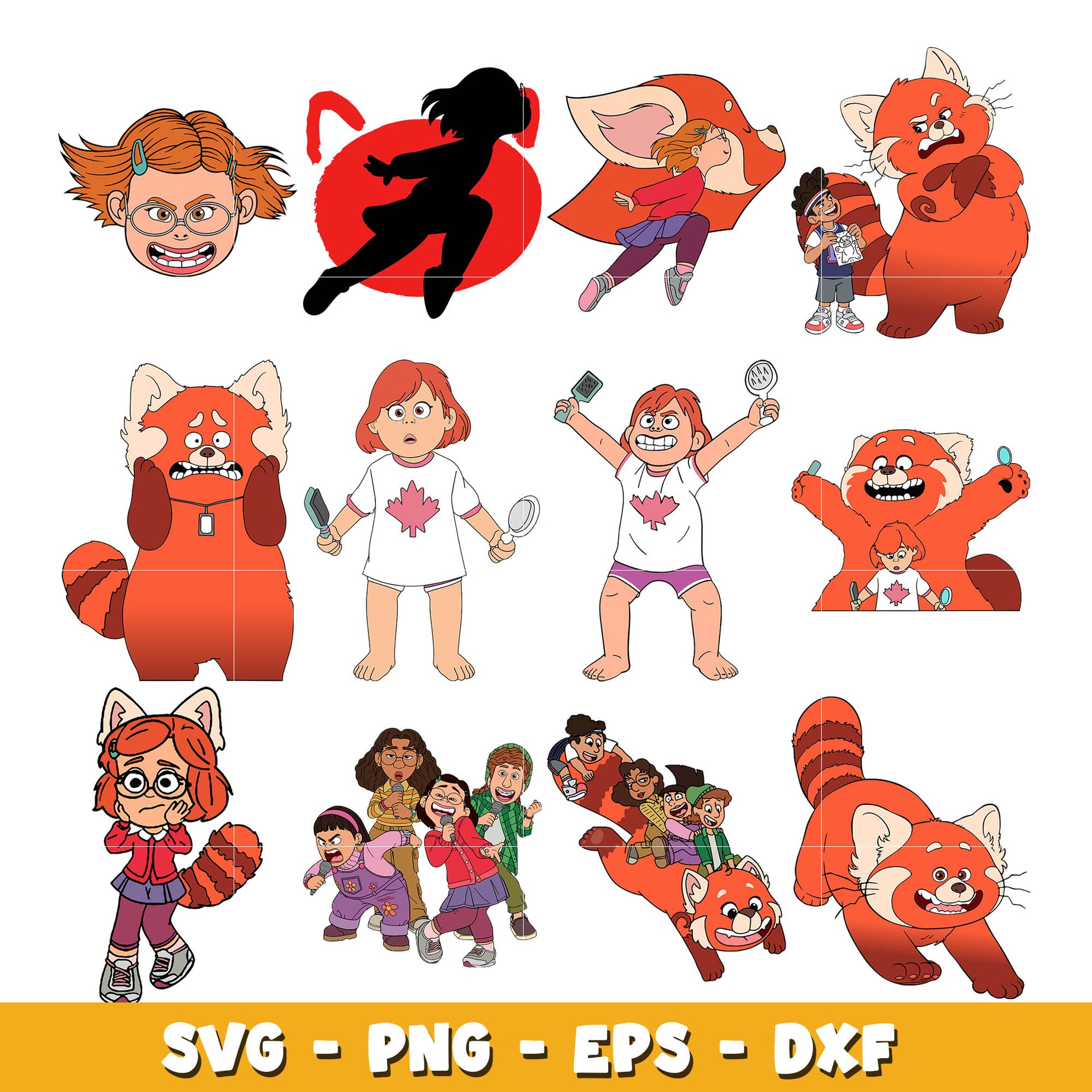 Turning Red themed cupcake toppers  bundle svg, Disney svg, Digital download 