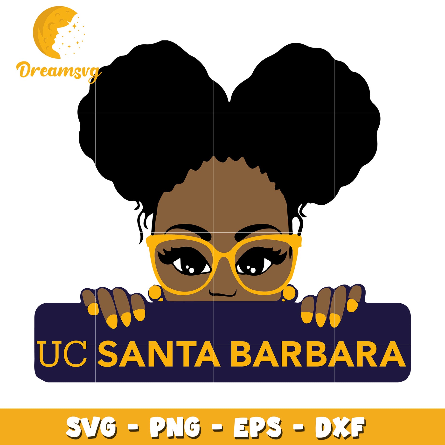 UCSB Black Girl SVG PNG EPS DXF Cut File