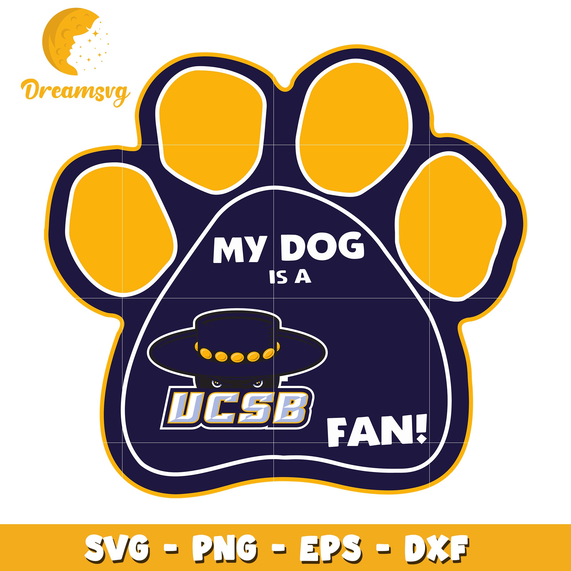 UCSB Dog Paw Print SVG Cut File