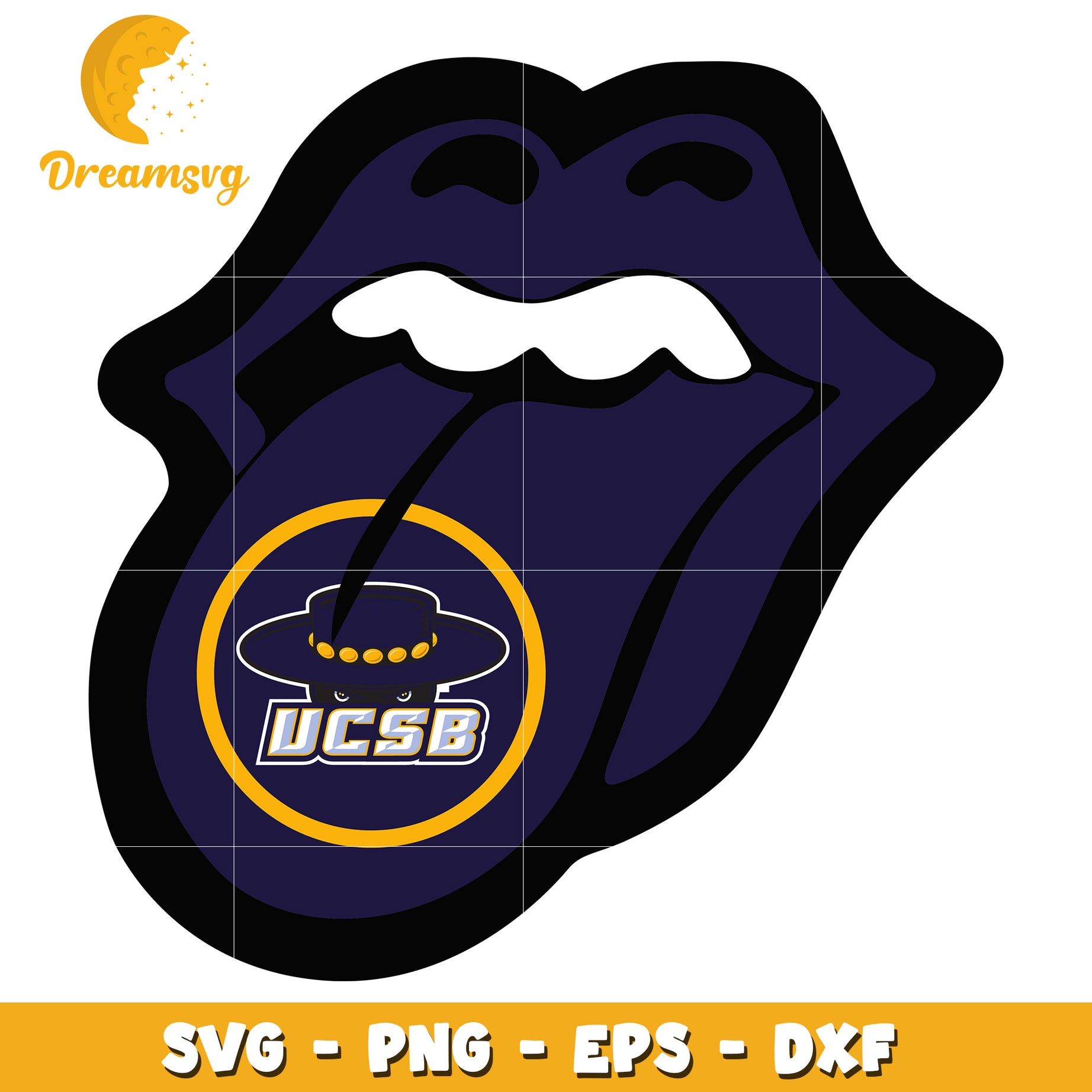 UCSB Gaucho Rolling Stones Tongue SVG