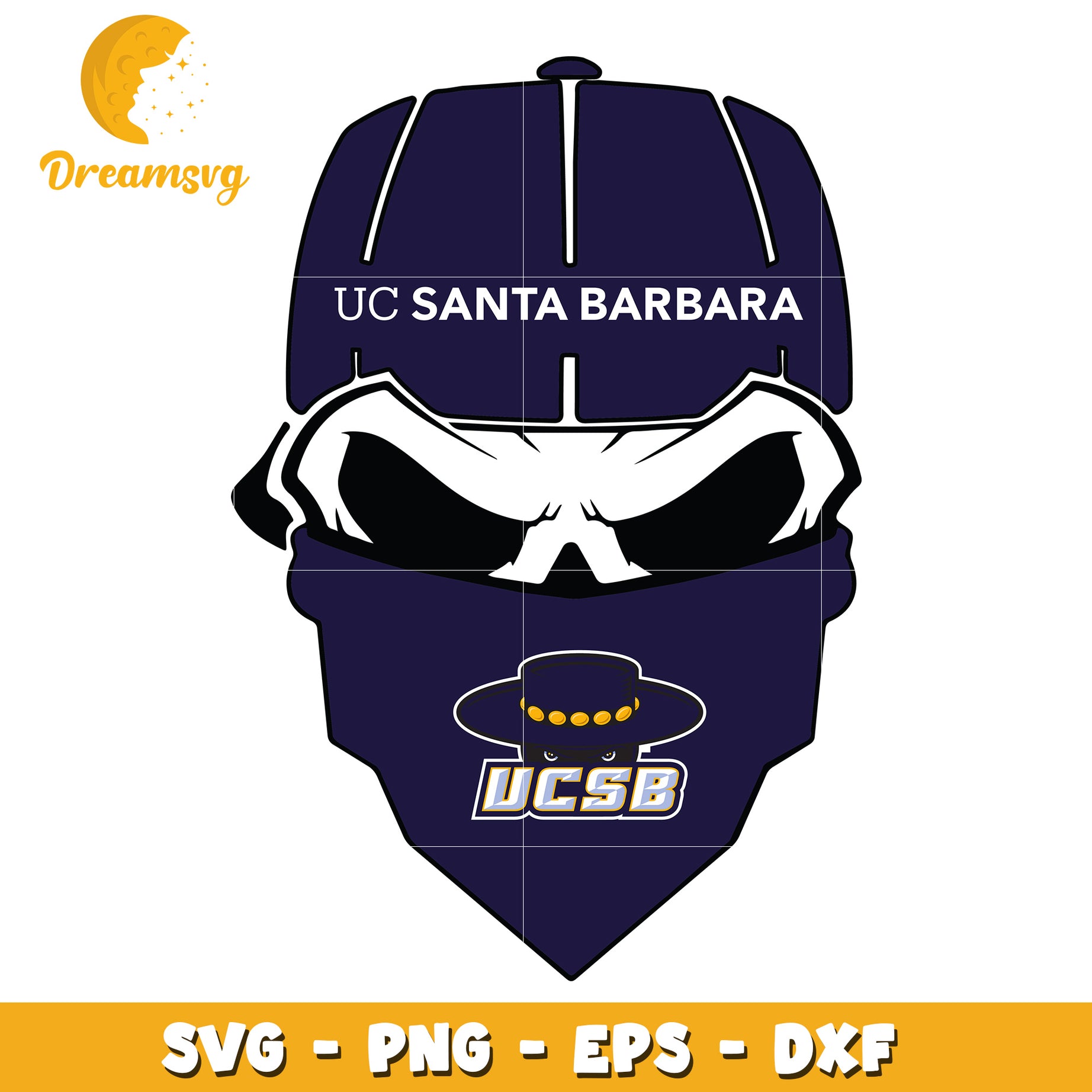 UCSB Skull Bandana SVG PNG EPS DXF