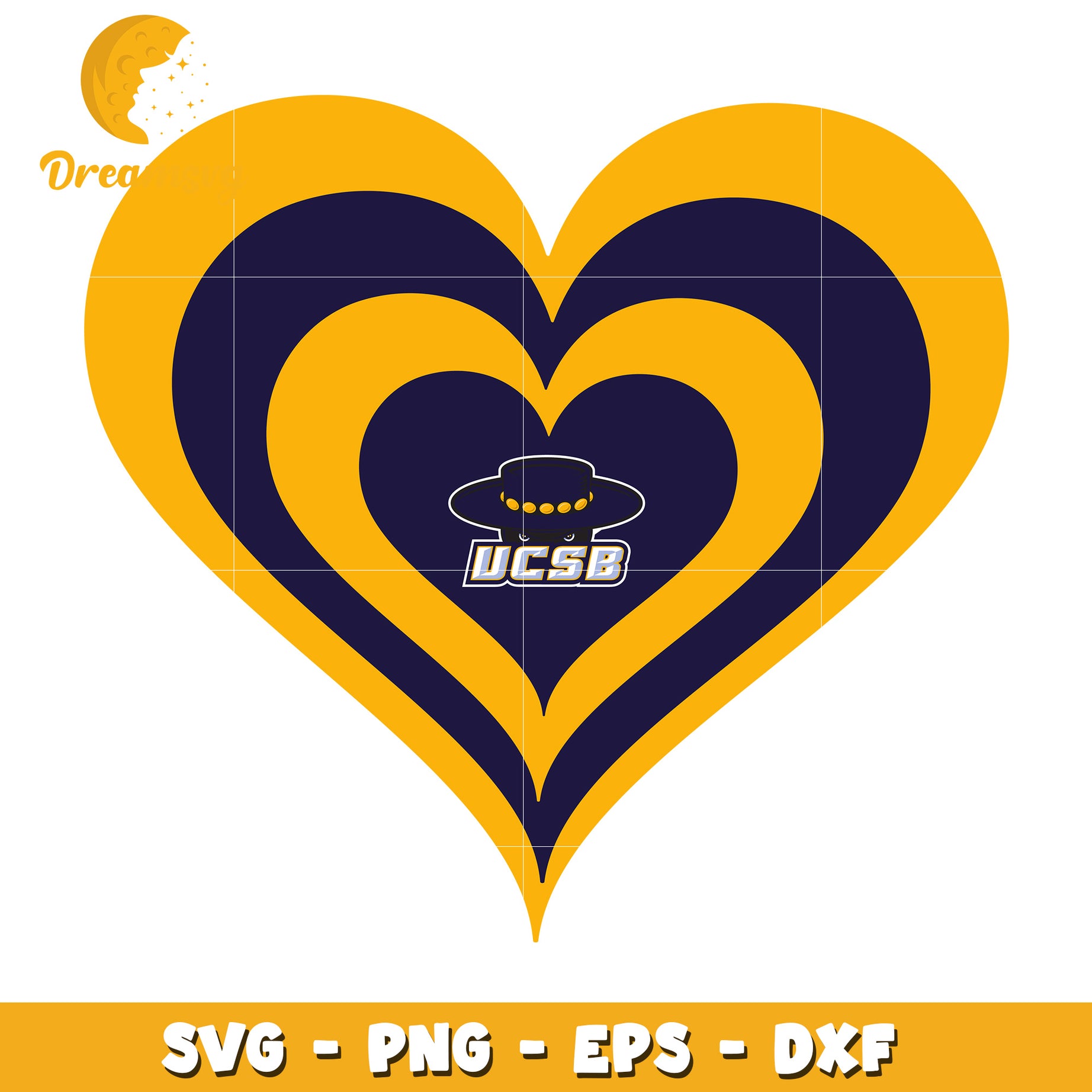 UC Santa Barbara Heart SVG Design for Craft Projects and More