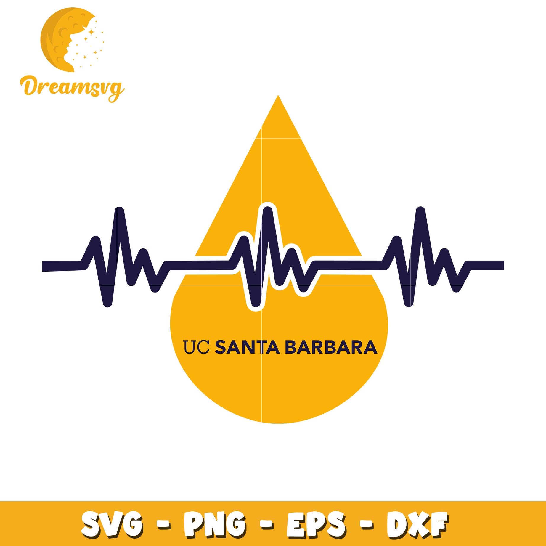 UC Santa Barbara Heartbeat SVG Cut File