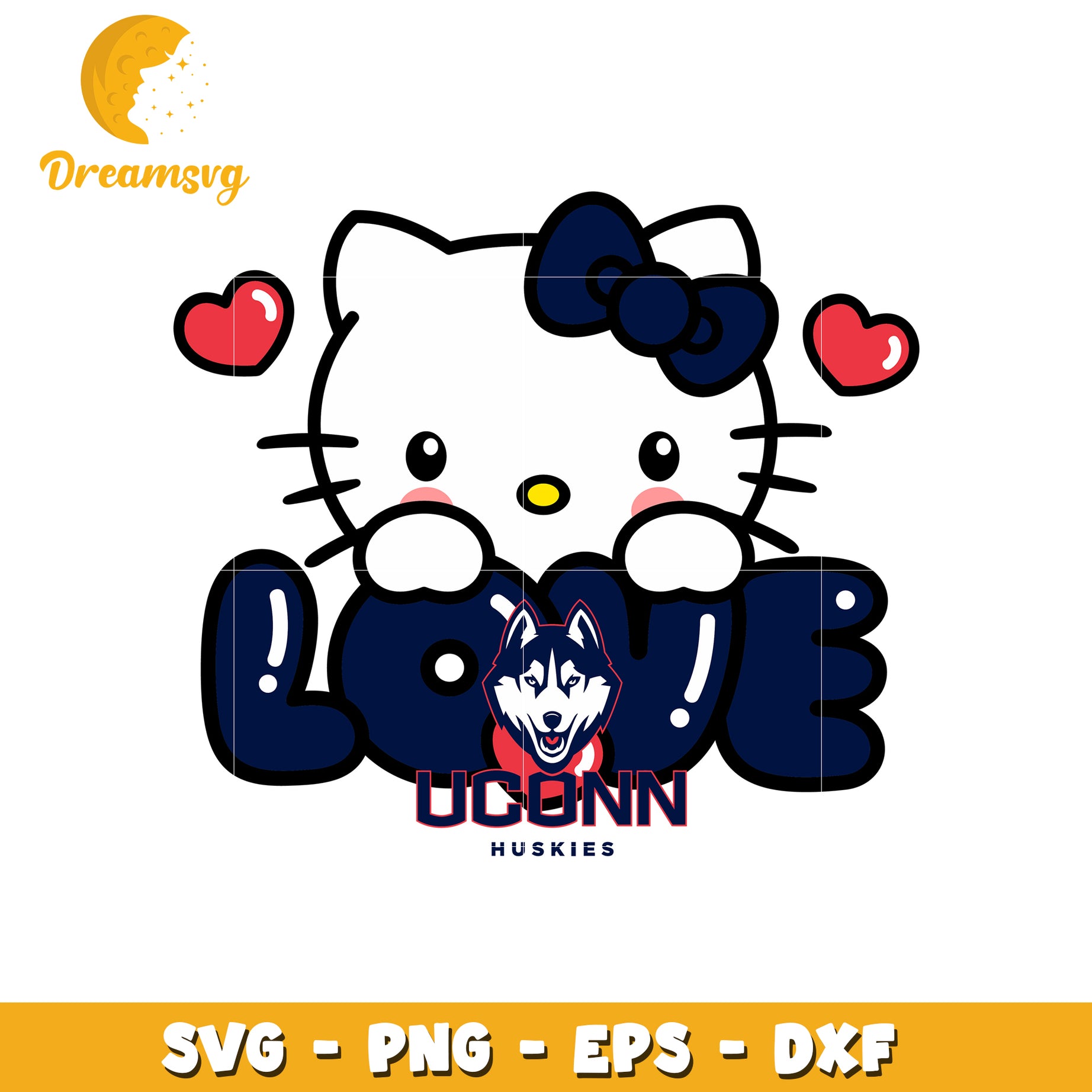 UConn Huskies Hello Kitty SVG Design