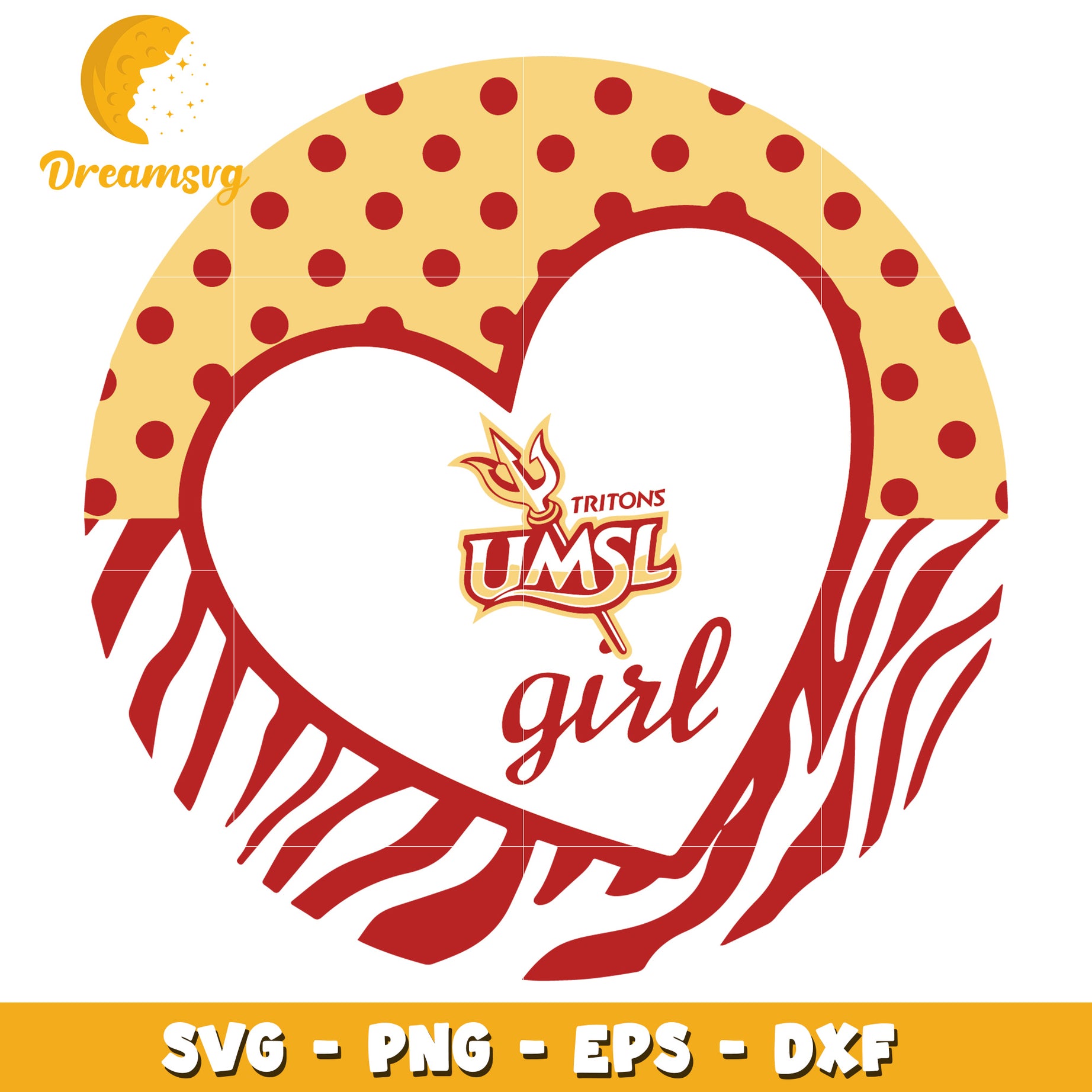 UMSL Tritons Heart Girl SVG PNG EPS DXF