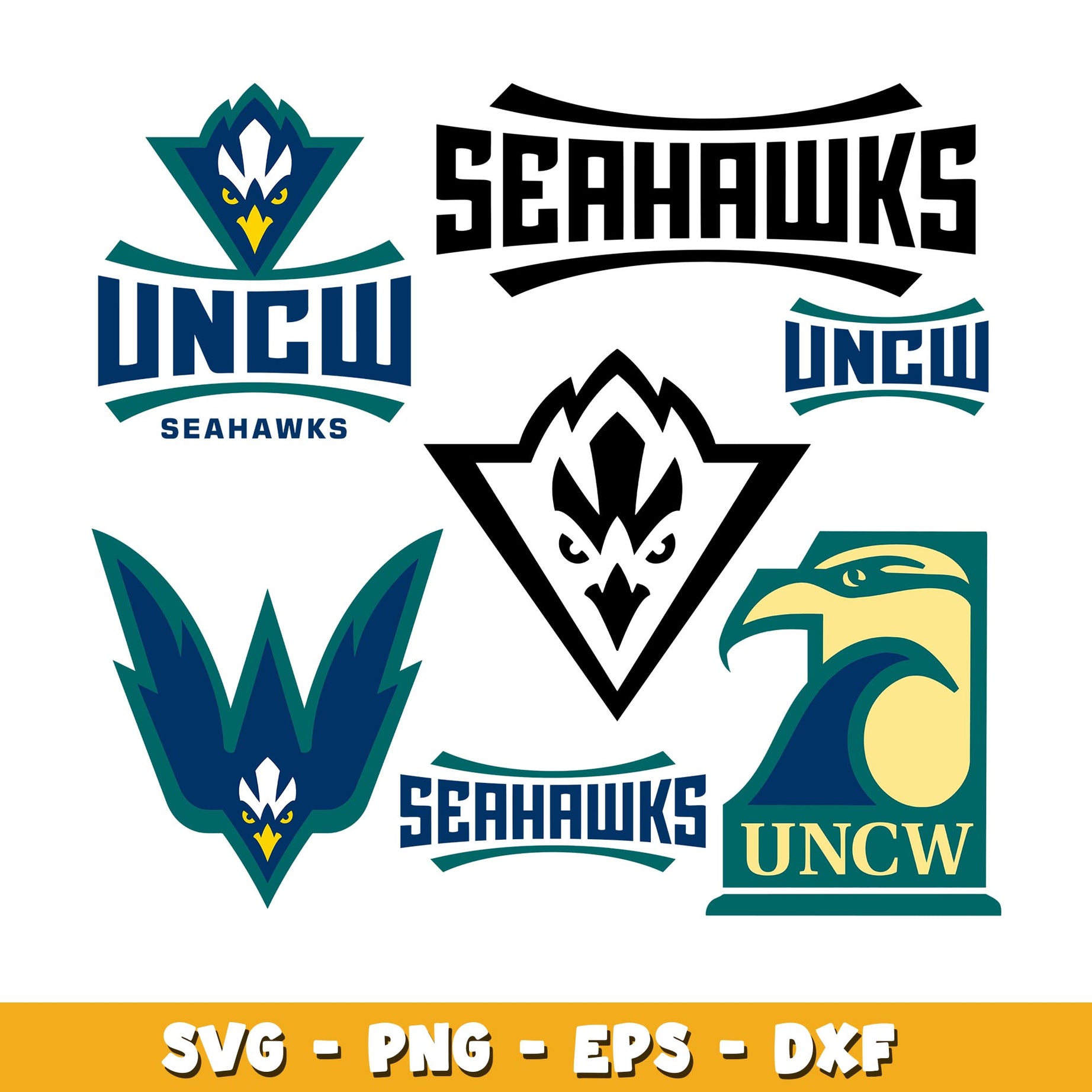 UNC Wilmington Seahawks Football  Bundle svg, UNC Wilmington Seahawks logo svg, ncaa svg  