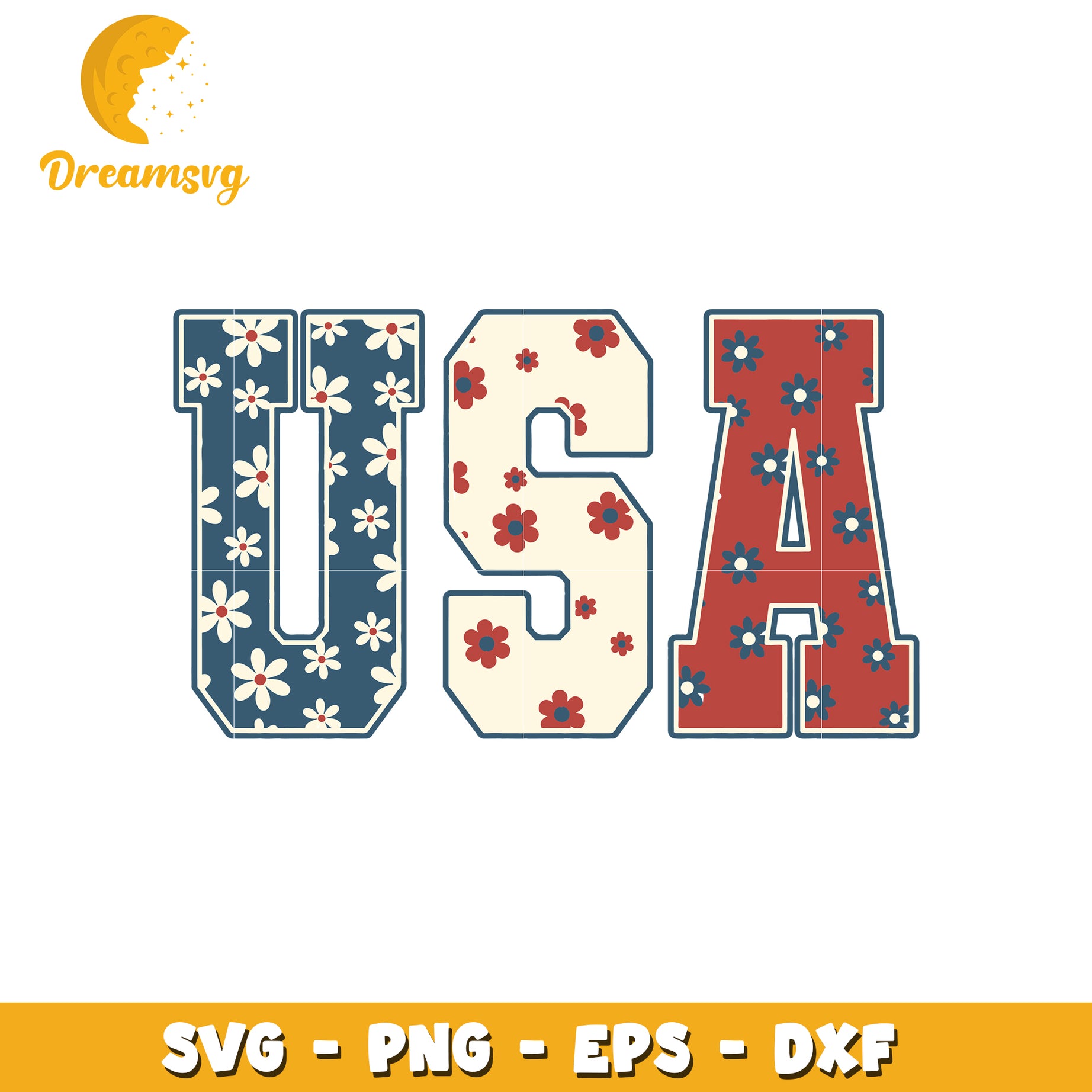 USA Floral SVG Cut Files PNG EPS DXF