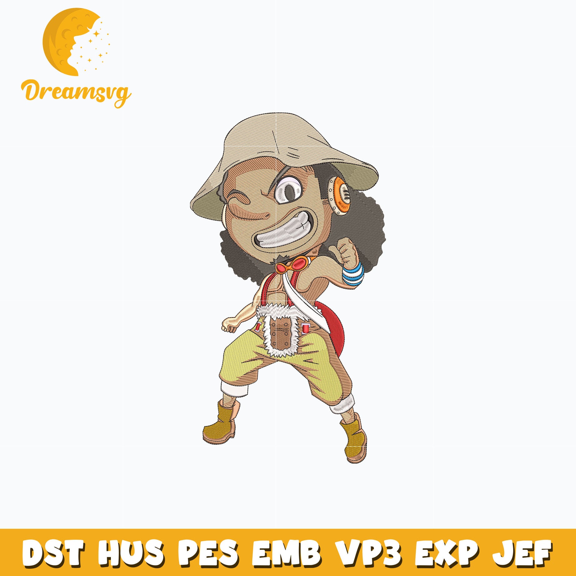 Usopp chibi embroidery design