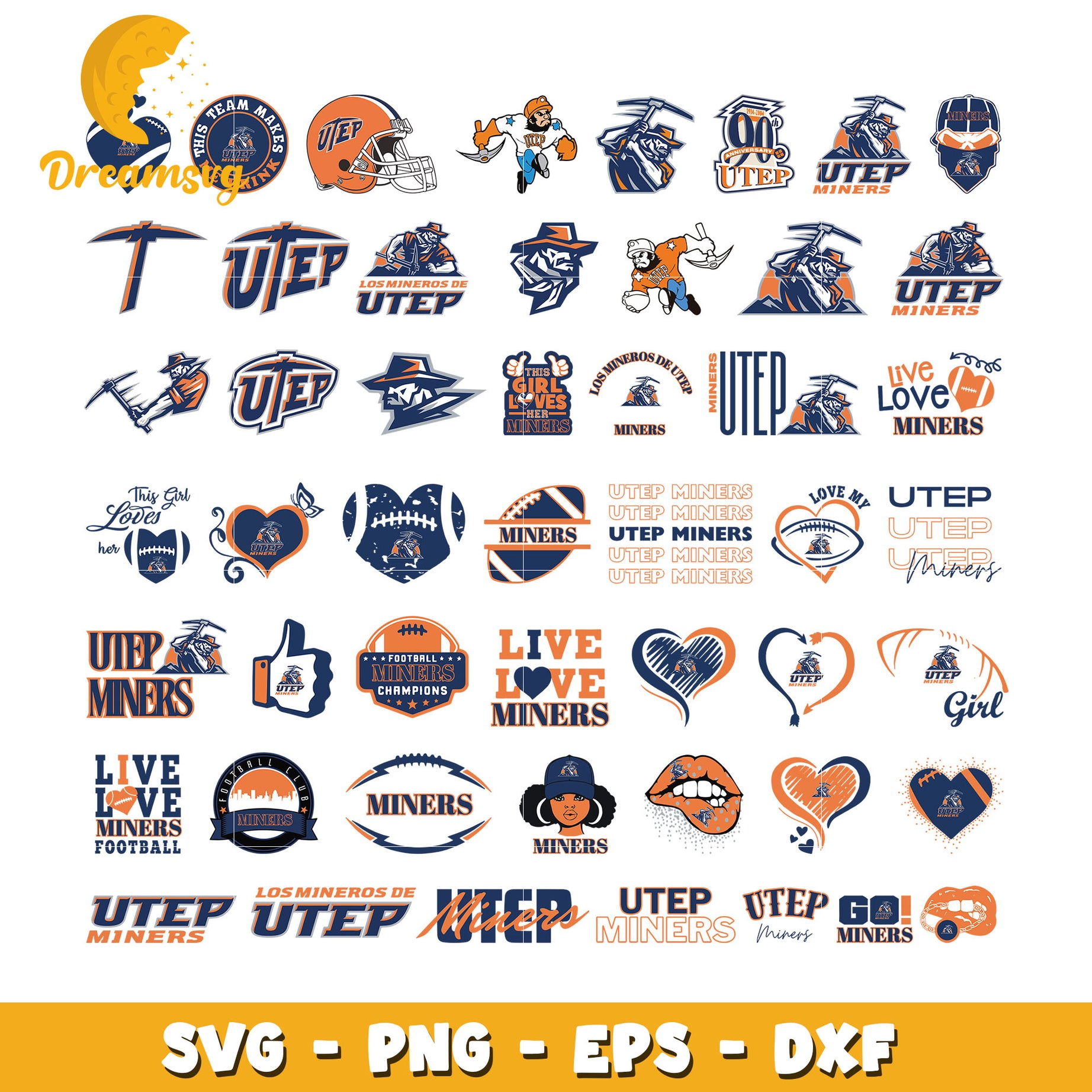 Utep miners logo design bundle svg, utep miners svg, ncaa logo svg