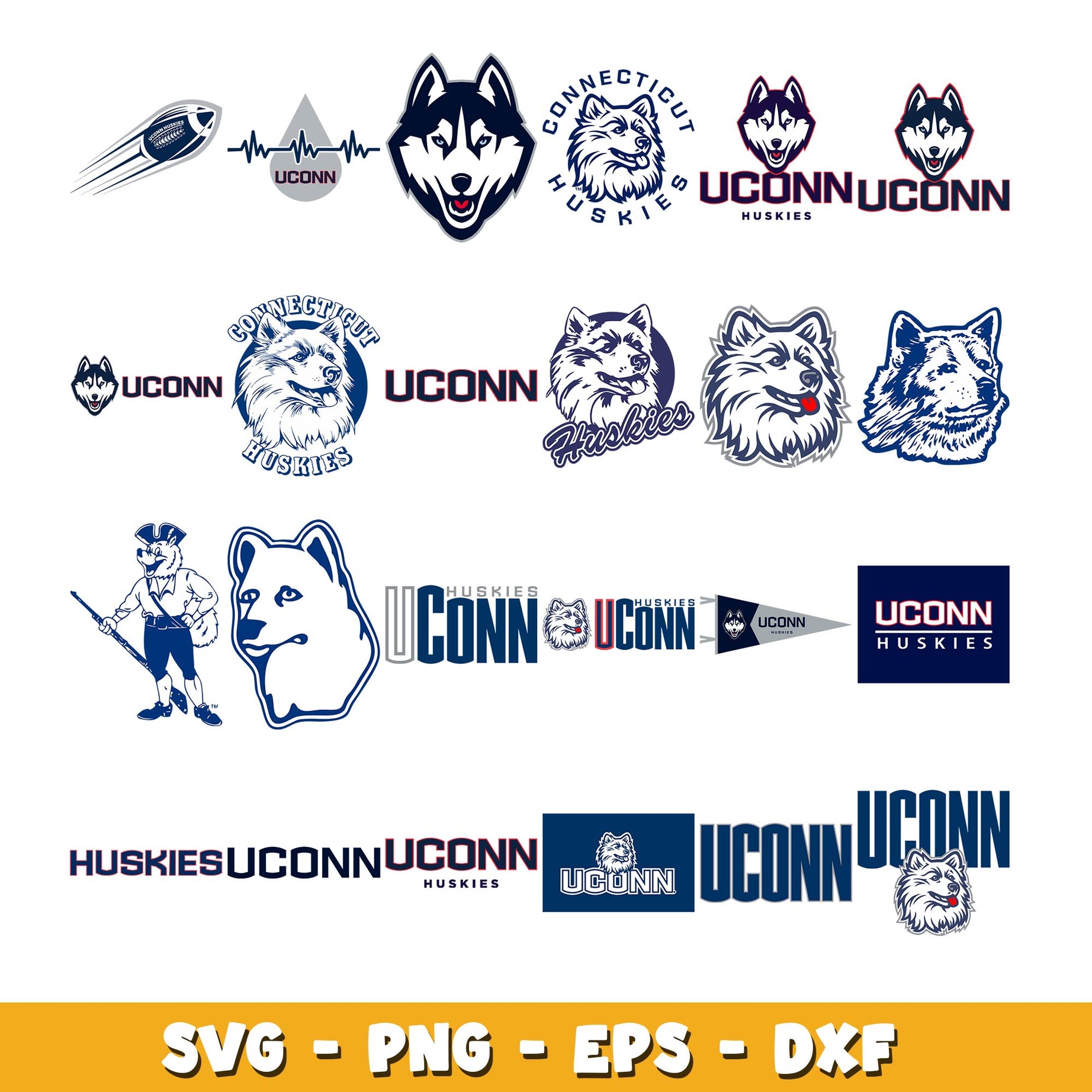 Uconn Huskies Decal Bundle svg, Uconn Huskies Decal logo svg, ncaa svg 