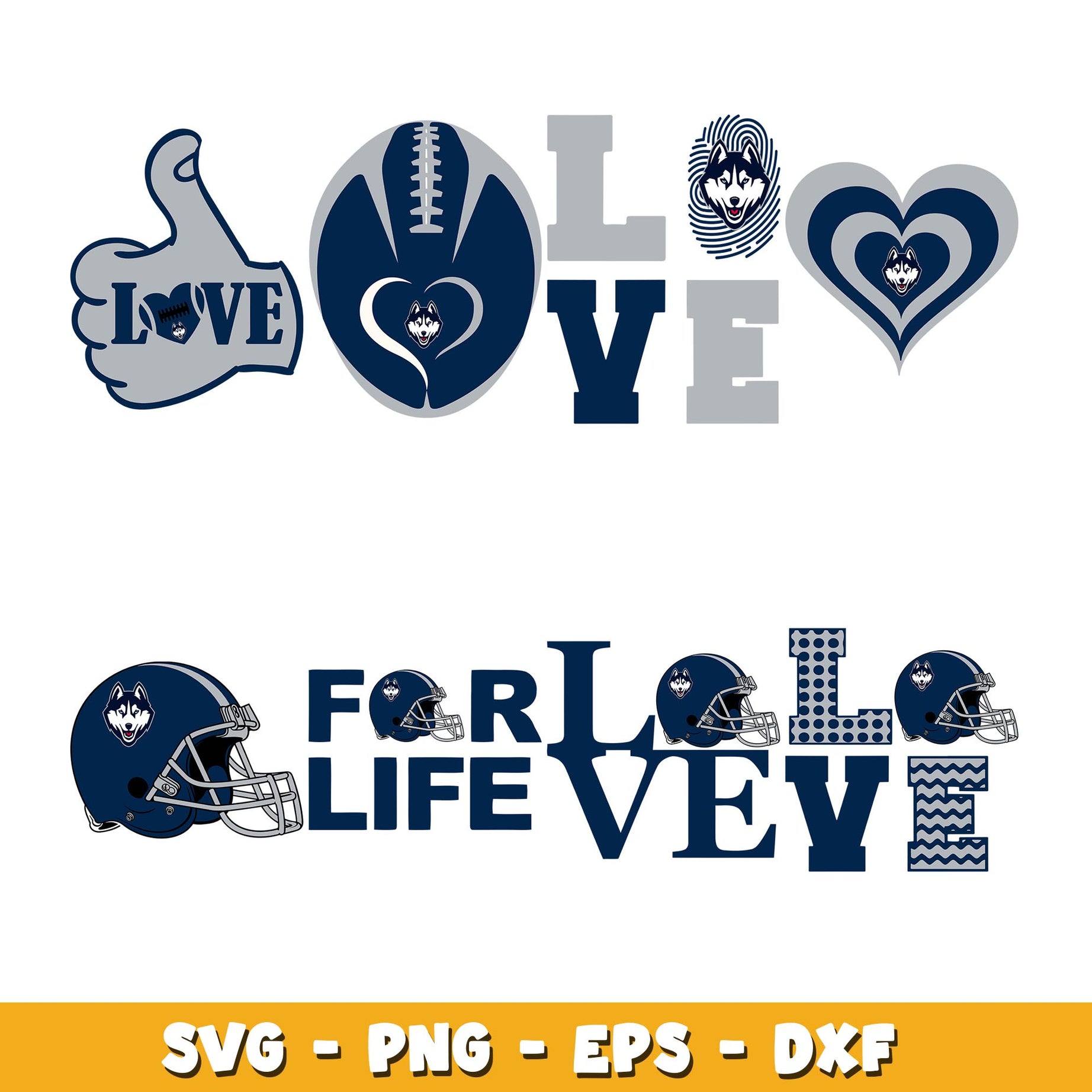 Uconn Huskies Decal love Bundle svg, Uconn Huskies Decal logo svg, ncaa svg 