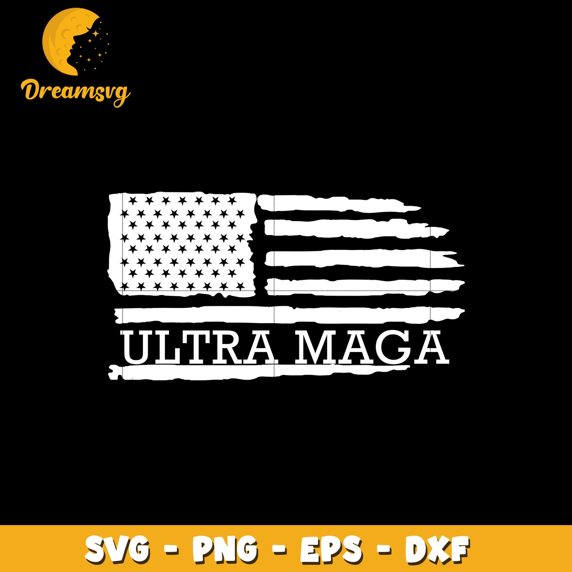 Ultra Maga flag black white svg, Digital download