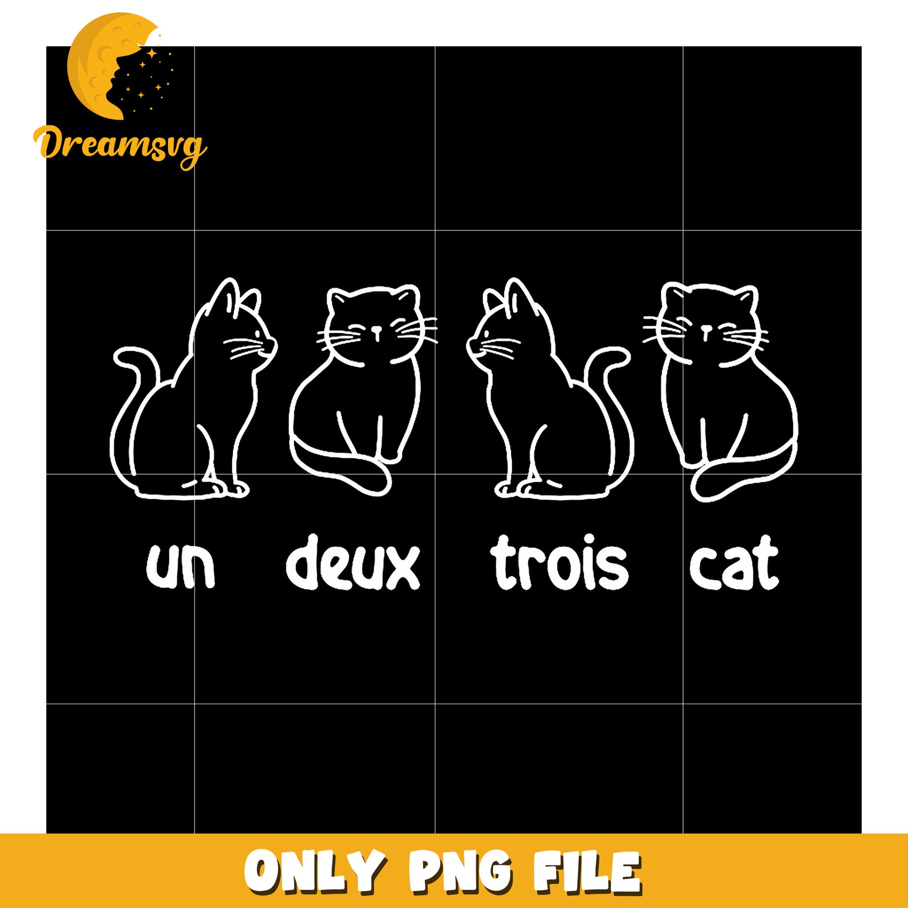 Un Deux Trois Cat PNG Design