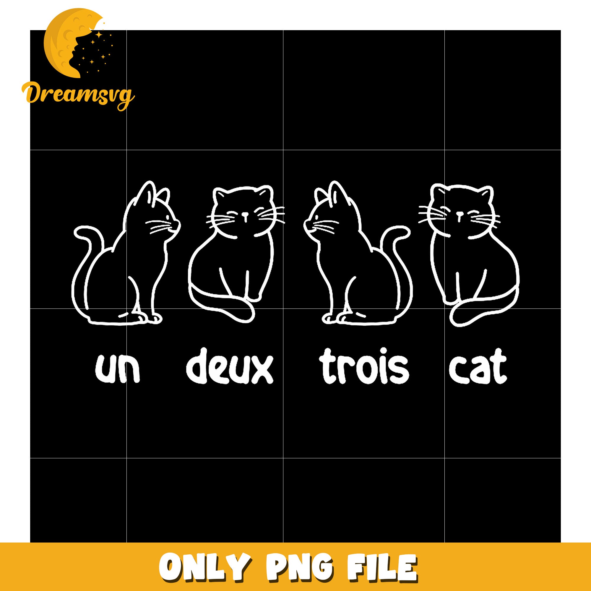 Un Deux Trois Cat PNG Design