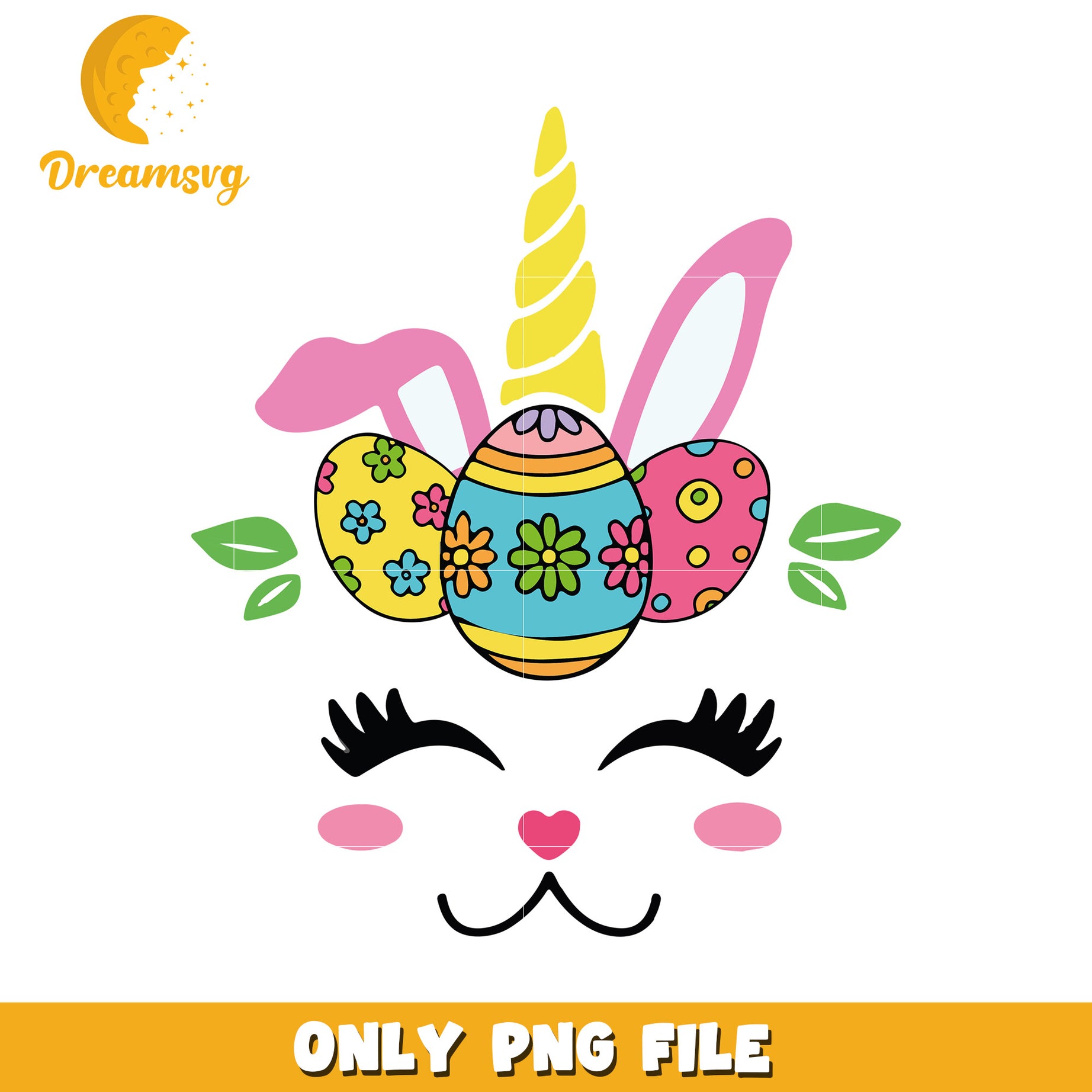 Unicorn face easter eggs png, happy easter day png, unicorn png