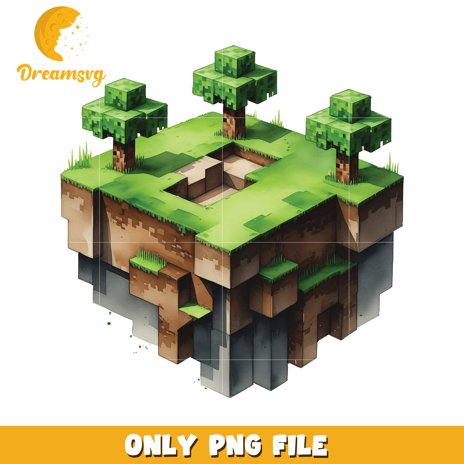 Unique Minecraft-Themed 3D Island PNG File for Creative Projects