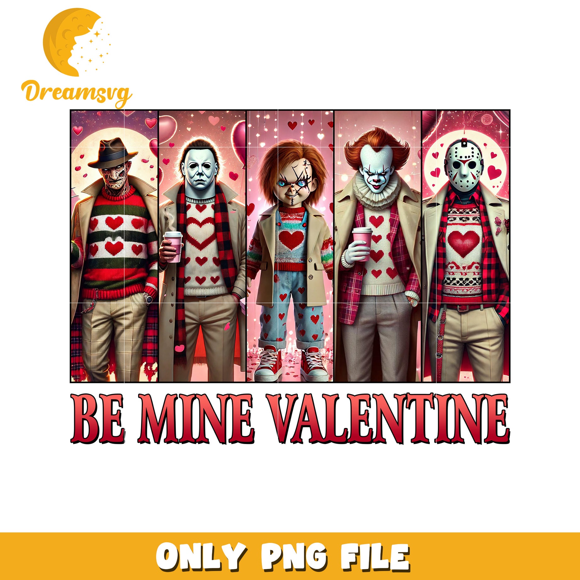 Unique Valentine PNG Art Featuring Horror Characters