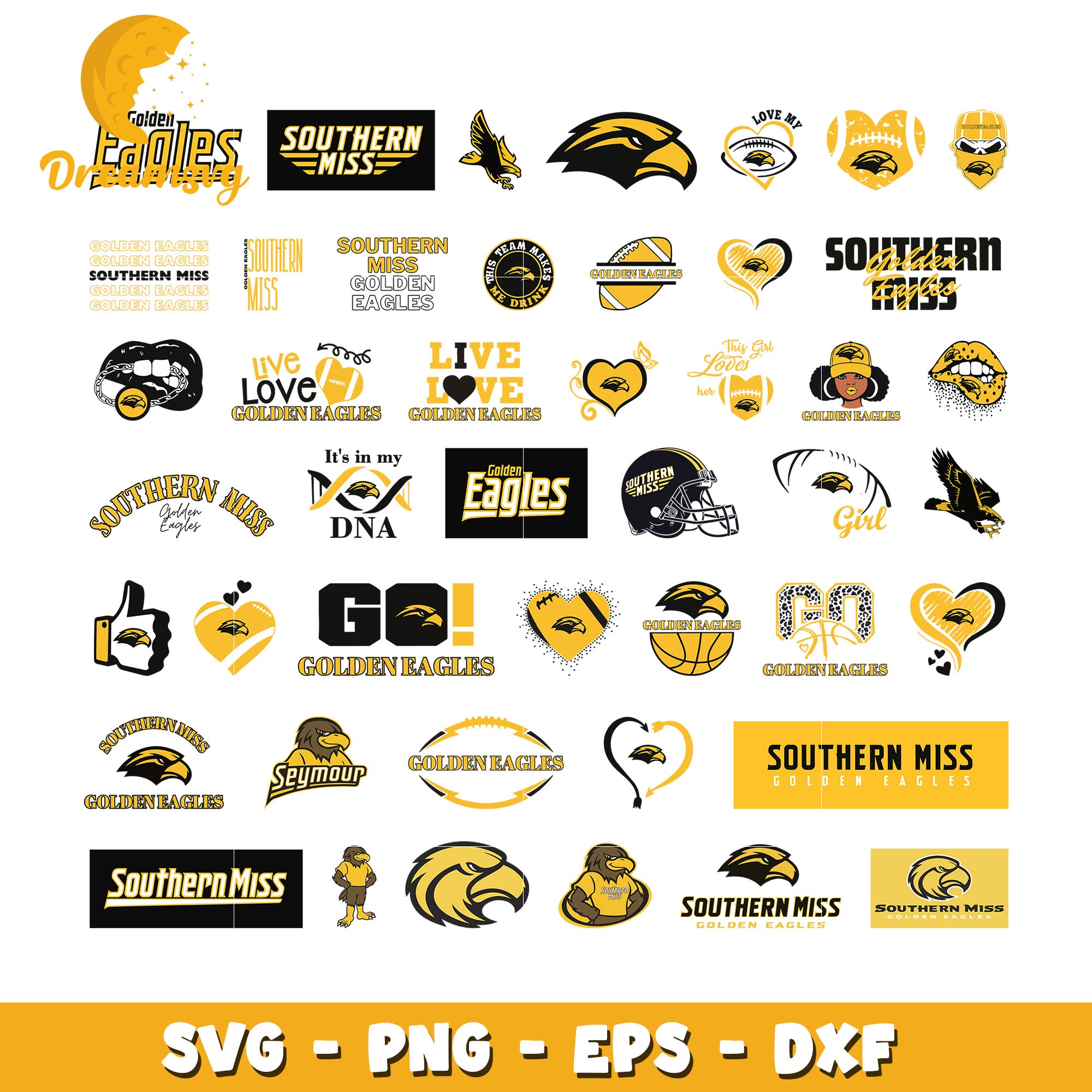 Southern miss golden eagles logo bundle svg, southern miss svg