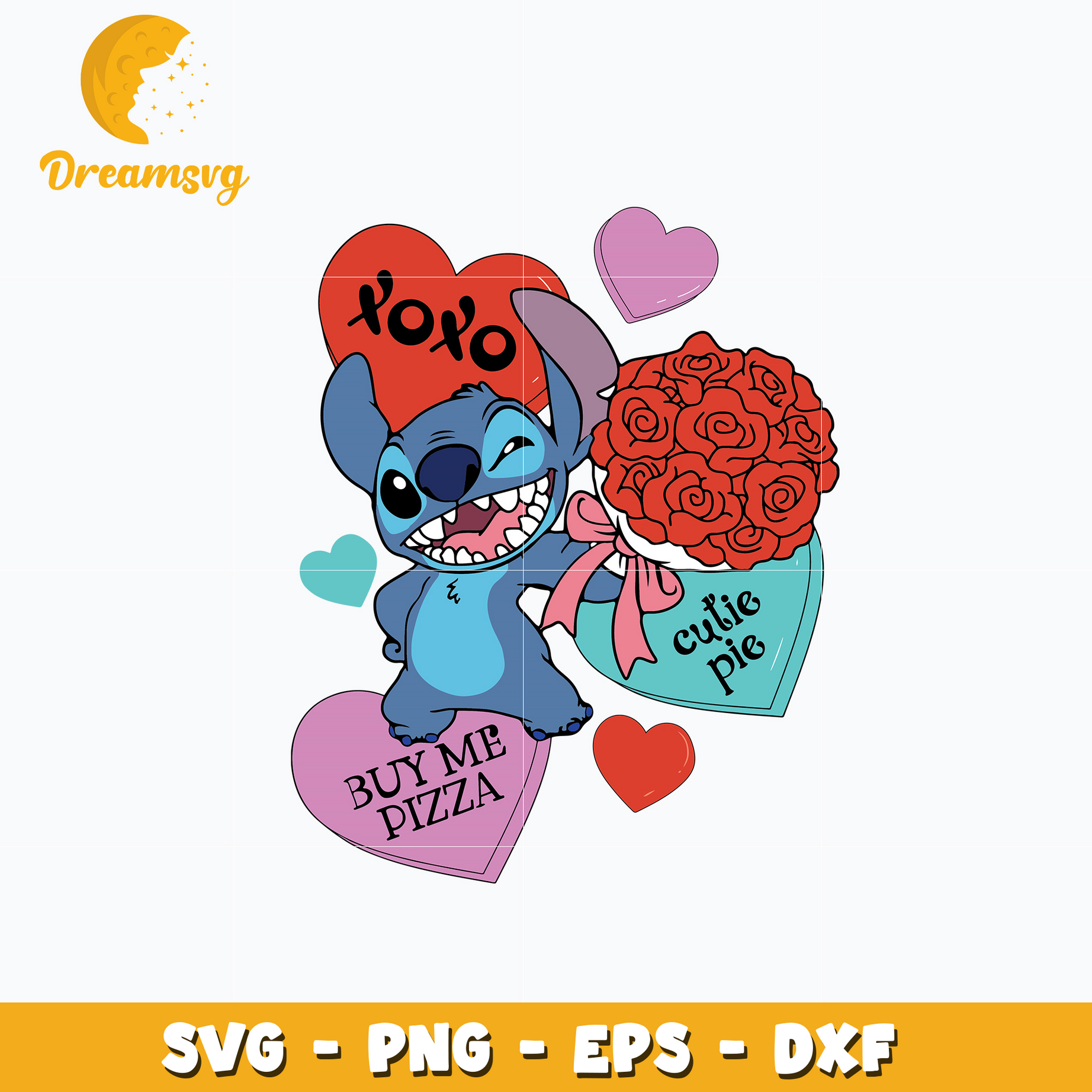 Stitch love xoxo valentine svg