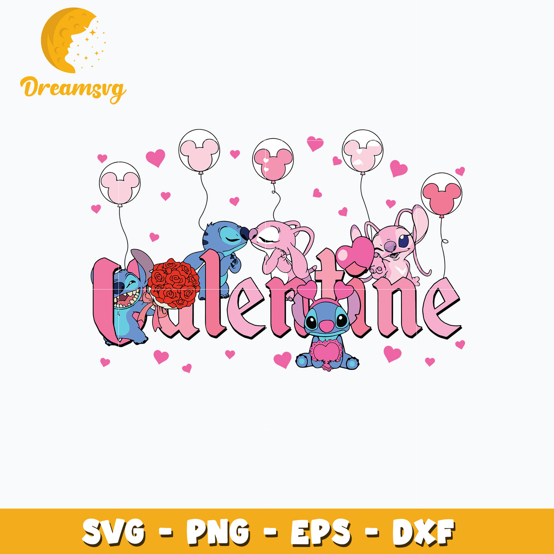 Stitch couple love valentine svg