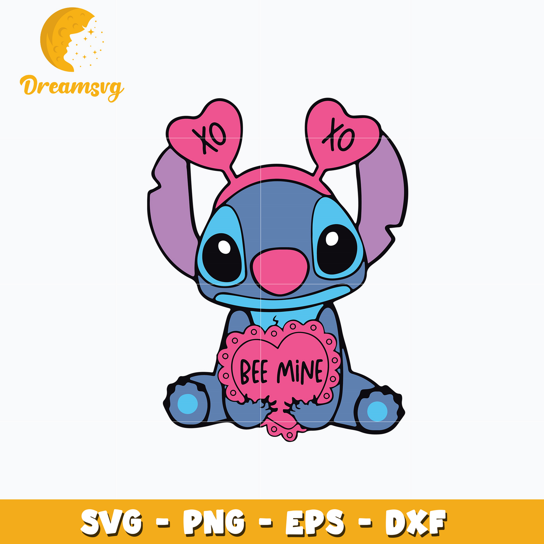 Stitch bee mine valentine svg