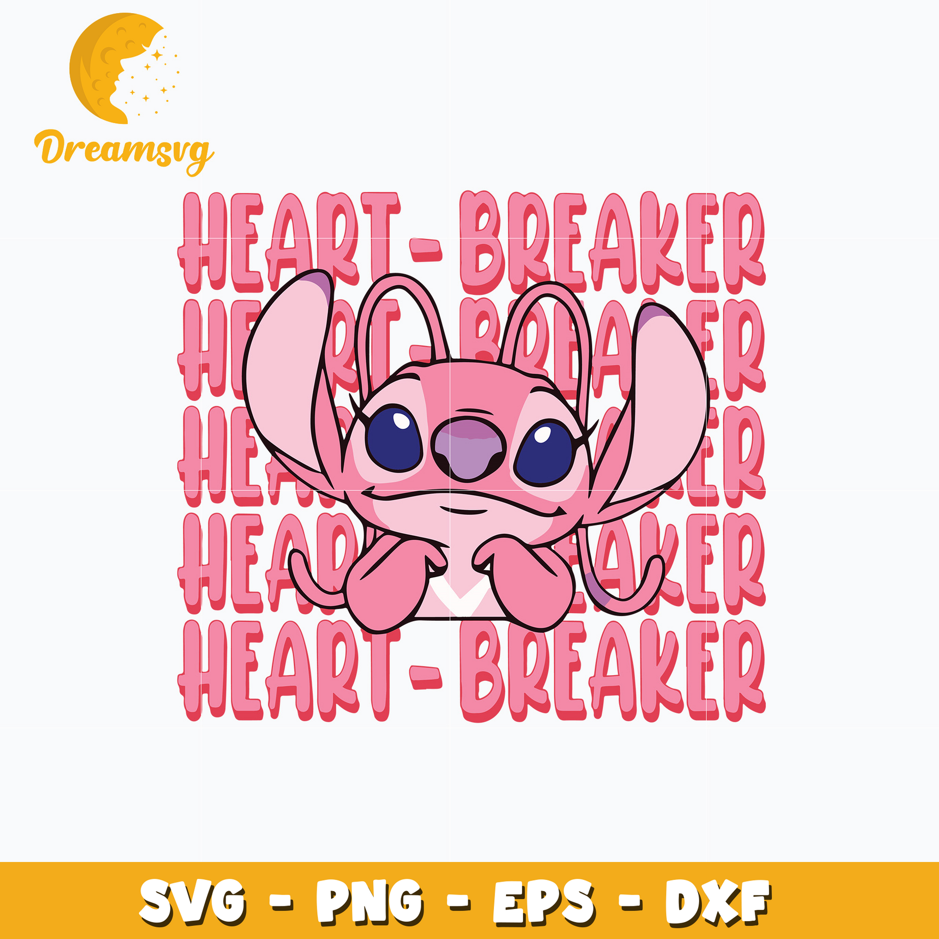 Stitch heart breaker pink valentine svg