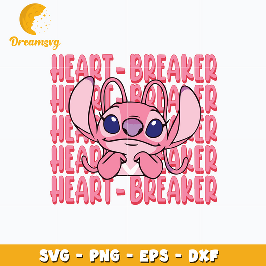 Stitch heart breaker pink valentine svg