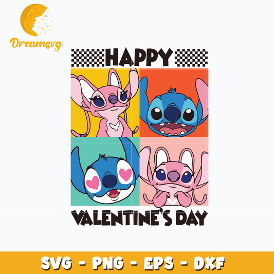 Stitch couple happy valentine day svg