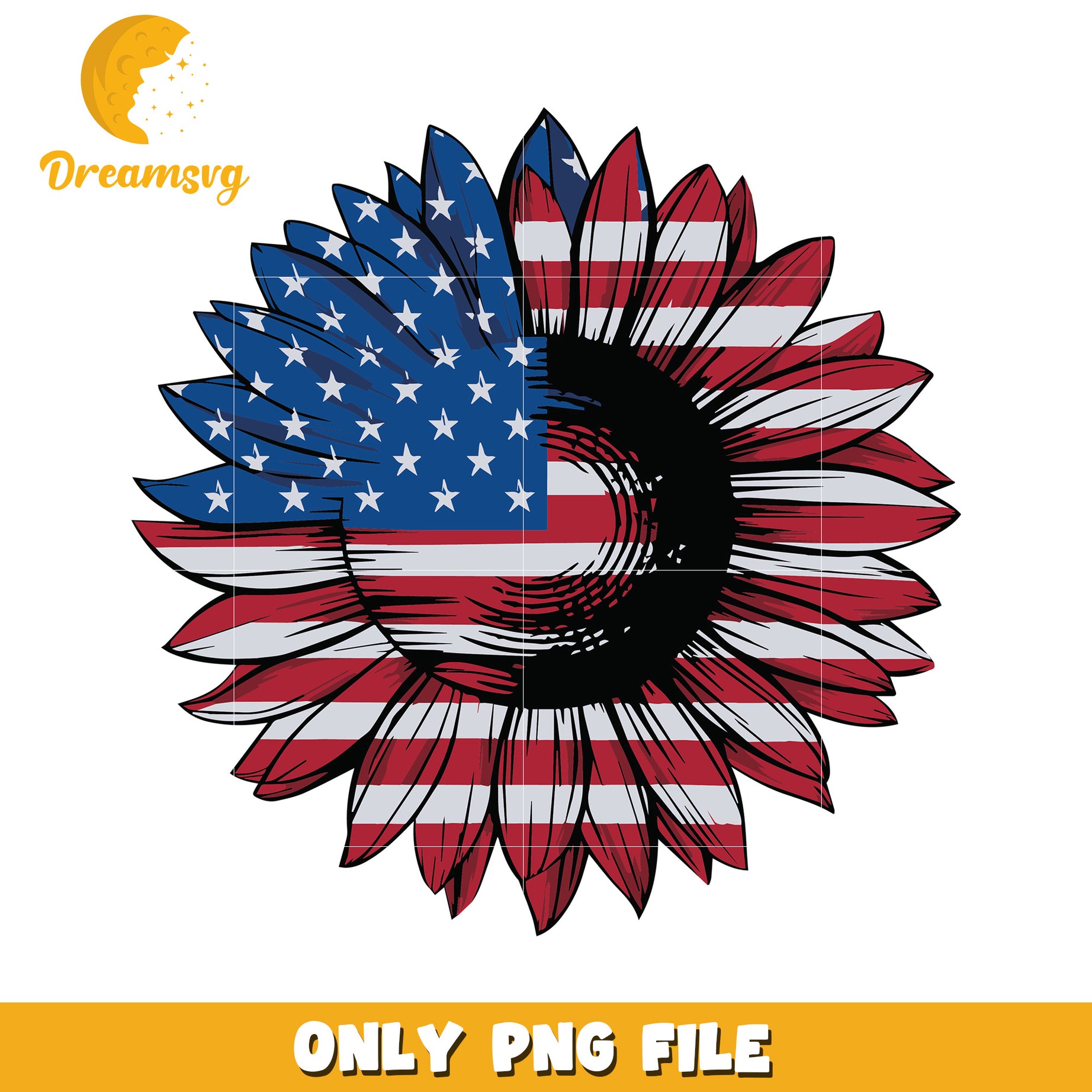 Usa daisy flower png, american floral png, patriotic flower png