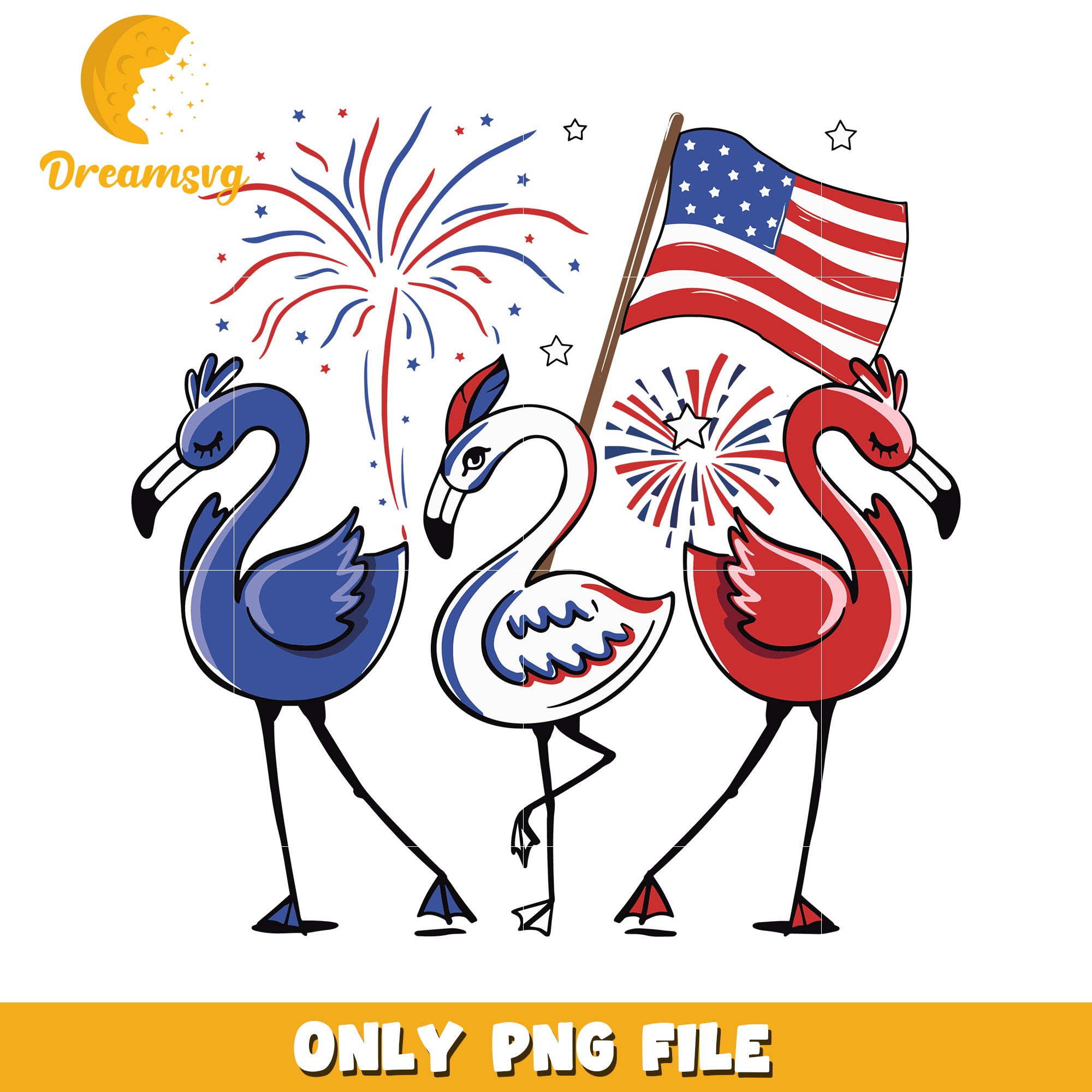 Usa flamingo design png, red white and blue flamingo png, 4th of july flamingo png
