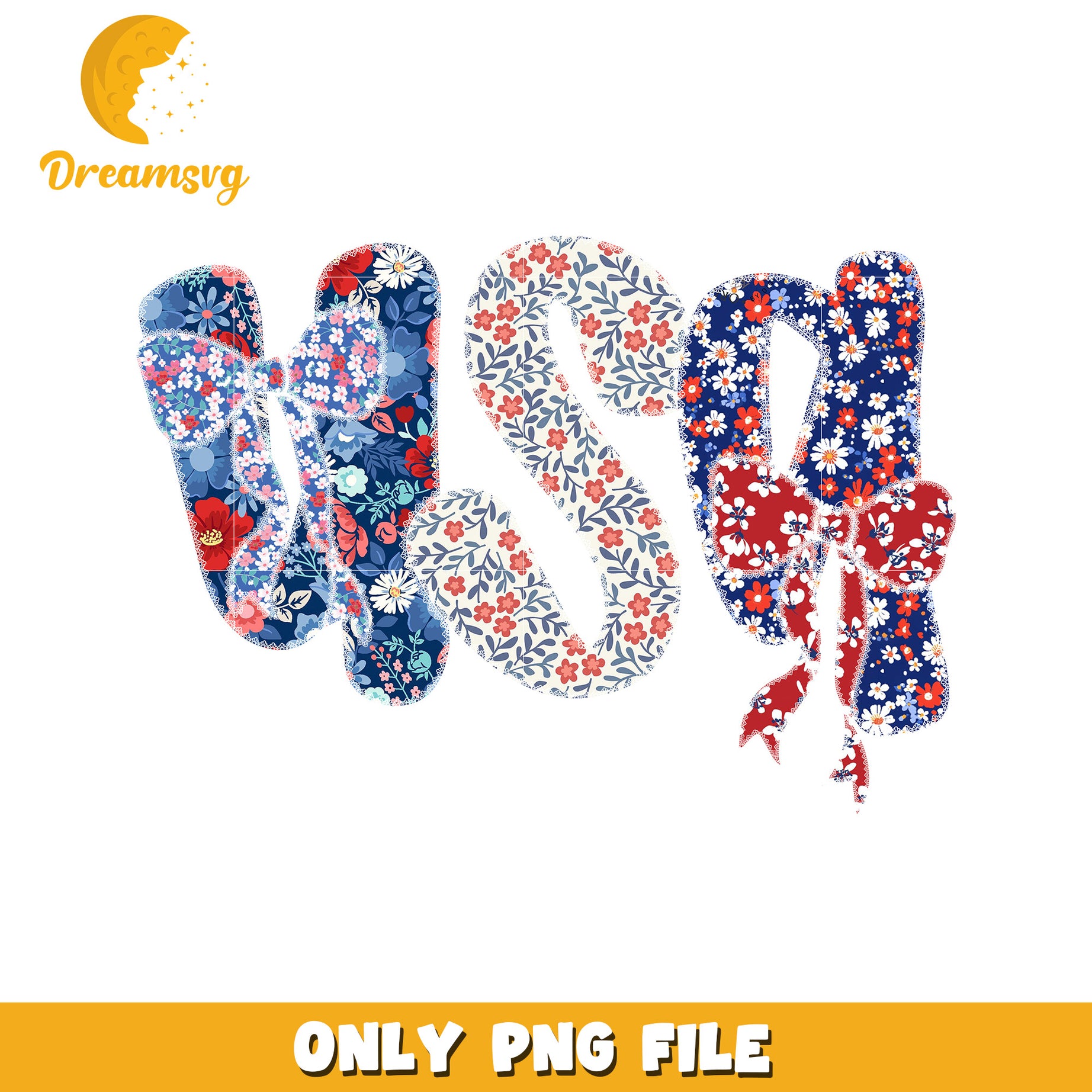 Usa flower design png, american floral png, patriotic flower png