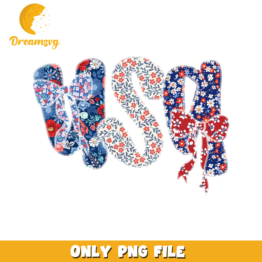 Usa flower design png, american floral png, patriotic flower png