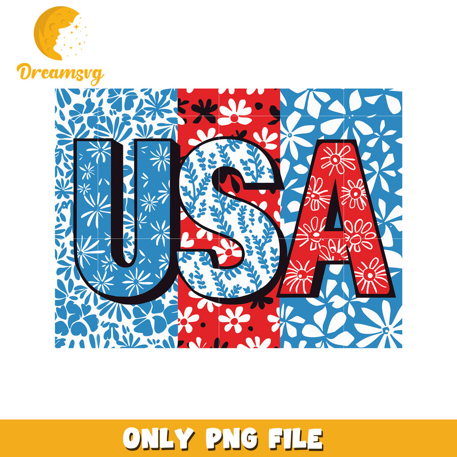 Usa flower design png, american floral png, patriotic flower png